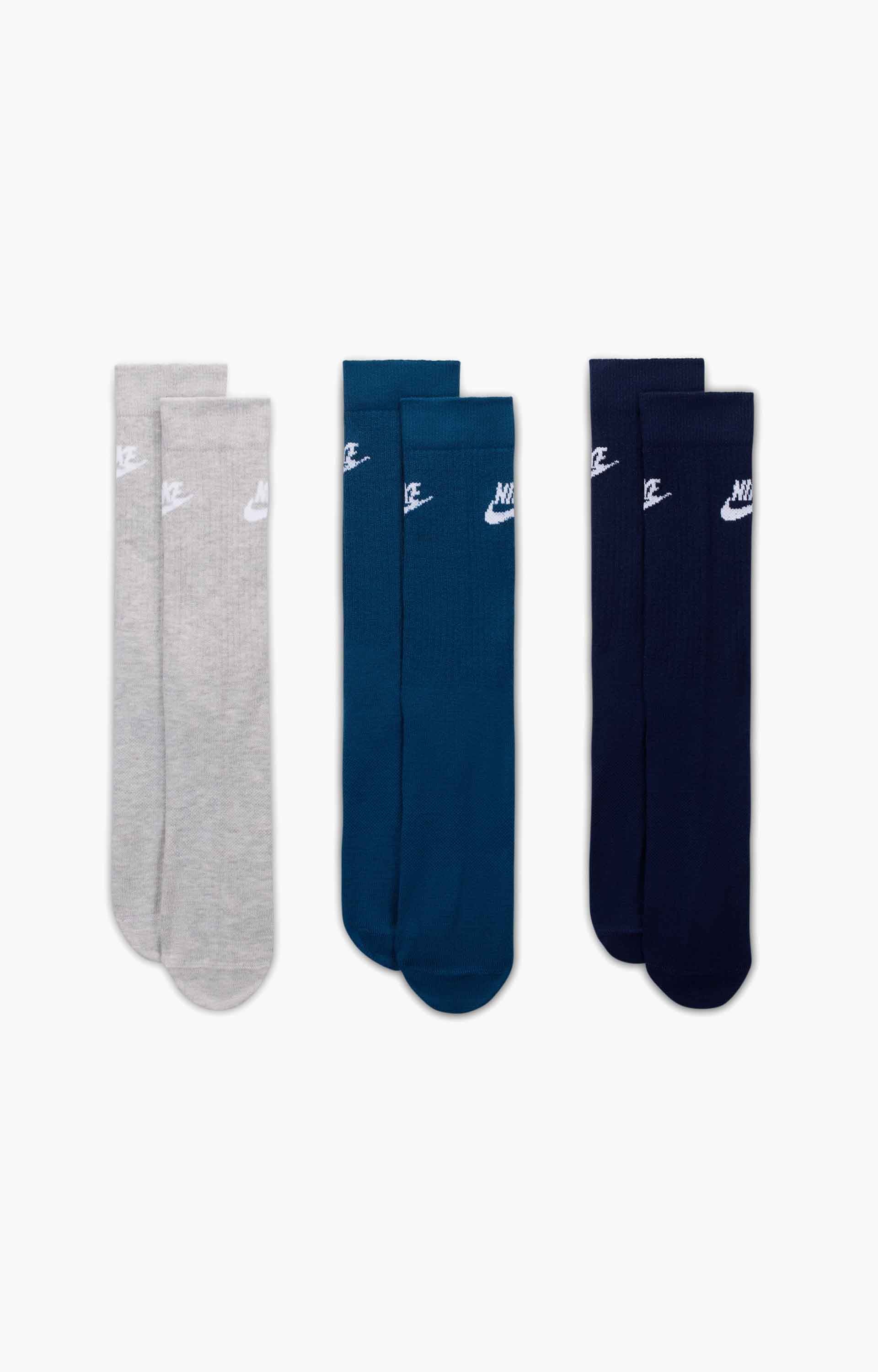 Nike Everyday Essential Crew Socks, Grey/ Teal/ Blue
