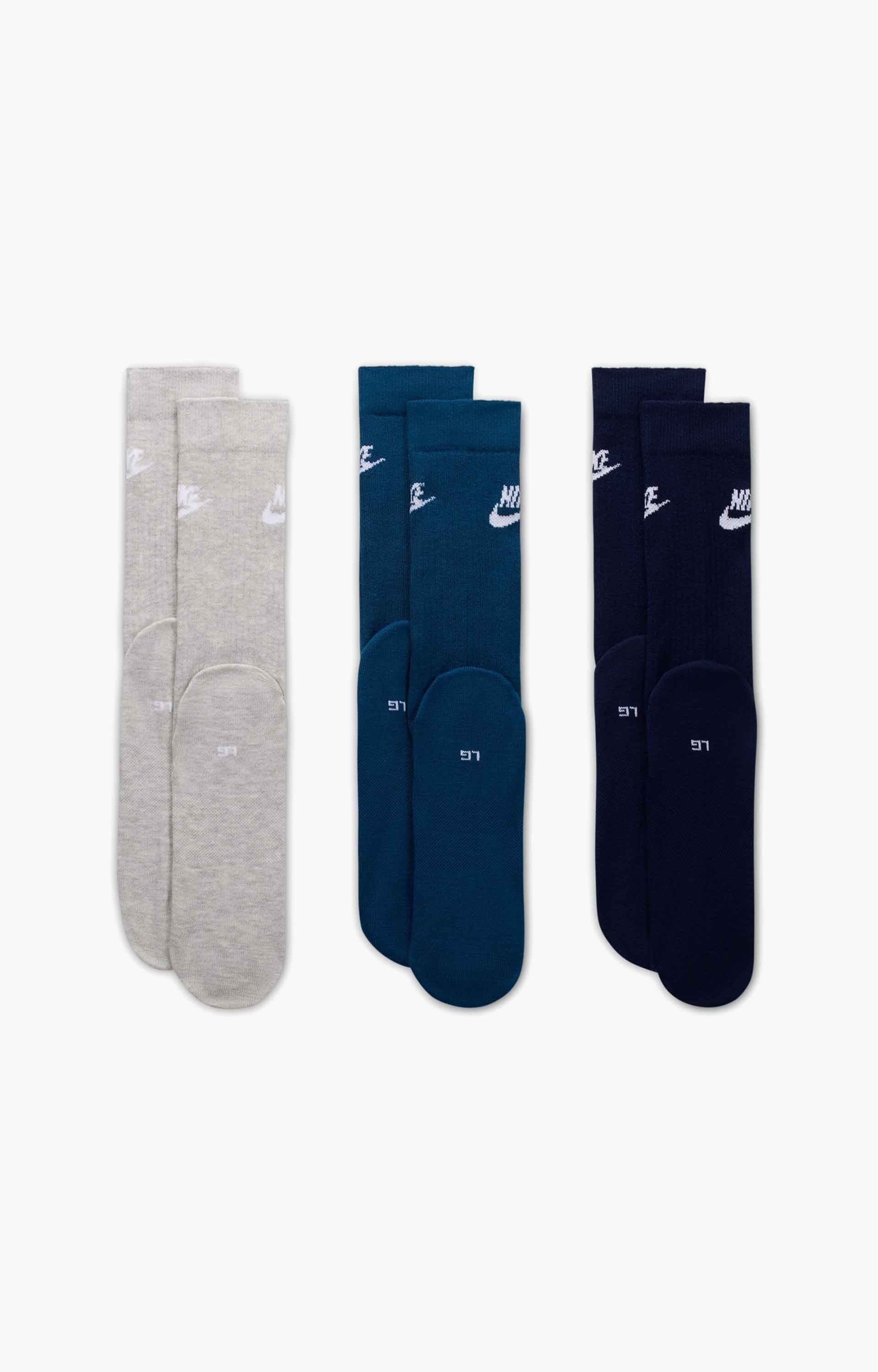 Nike Everyday Essential Crew Socks, Grey/ Teal/ Blue