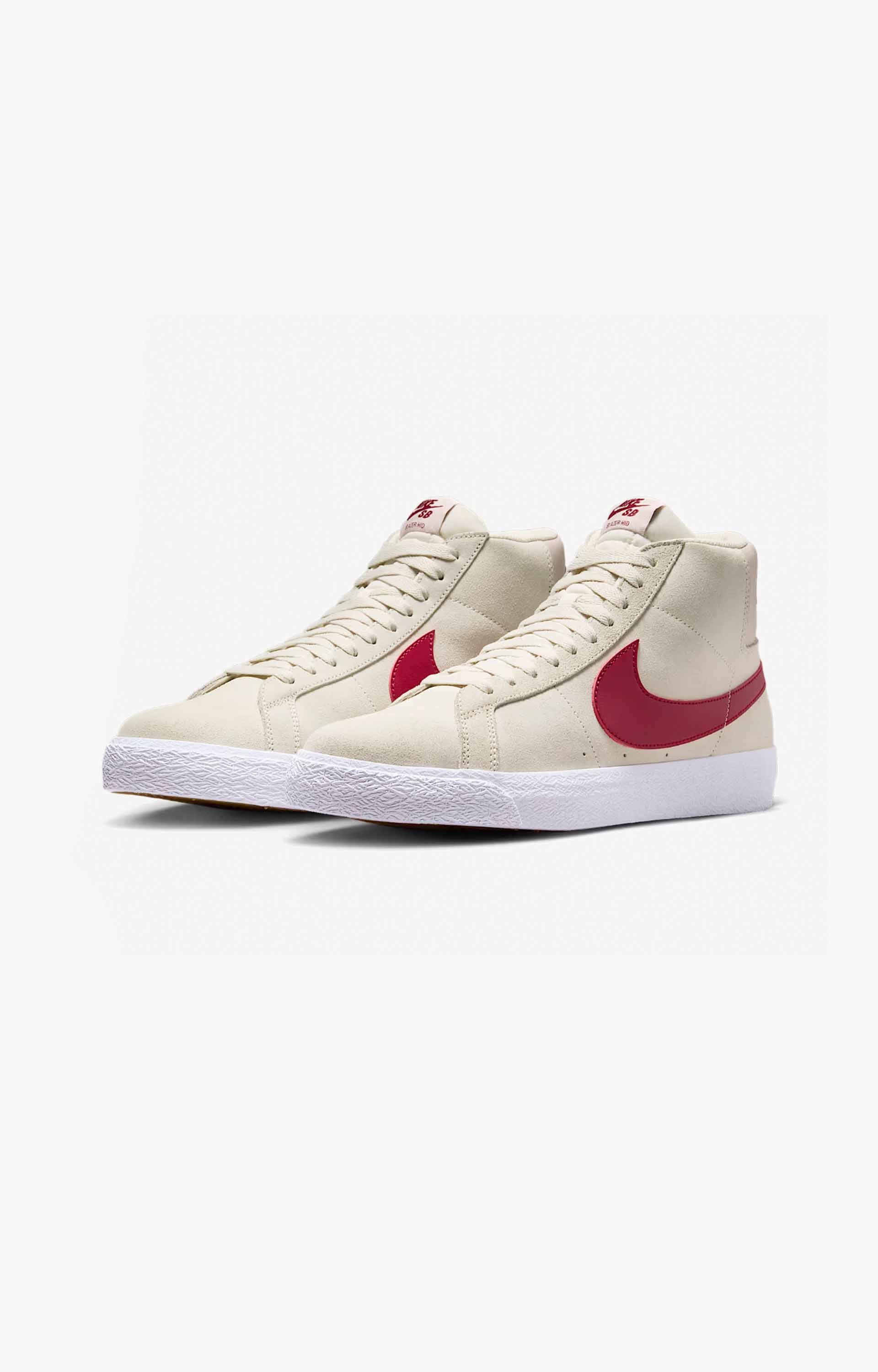 Nike SB Zoom Blazer Mid Shoe, Pale Ivory/Noble Red/White