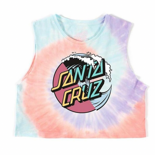 Santa Cruz Girls Other Wave Splice Youth Muscle Shirt, Sorbet Swirl