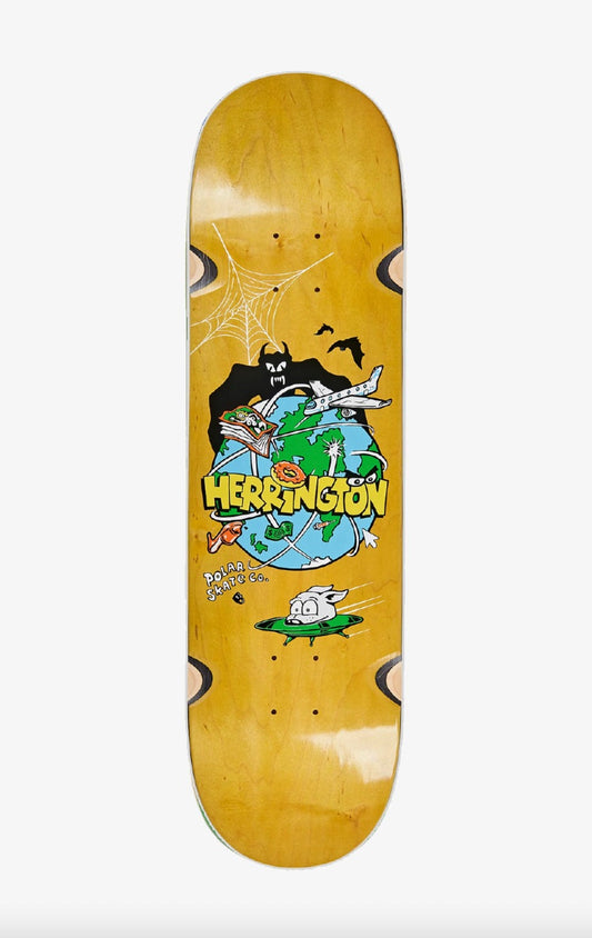 Polar Skate Co Aaron Herrington Planet Herrington Wheel Well Skateboard Deck, Yellow
