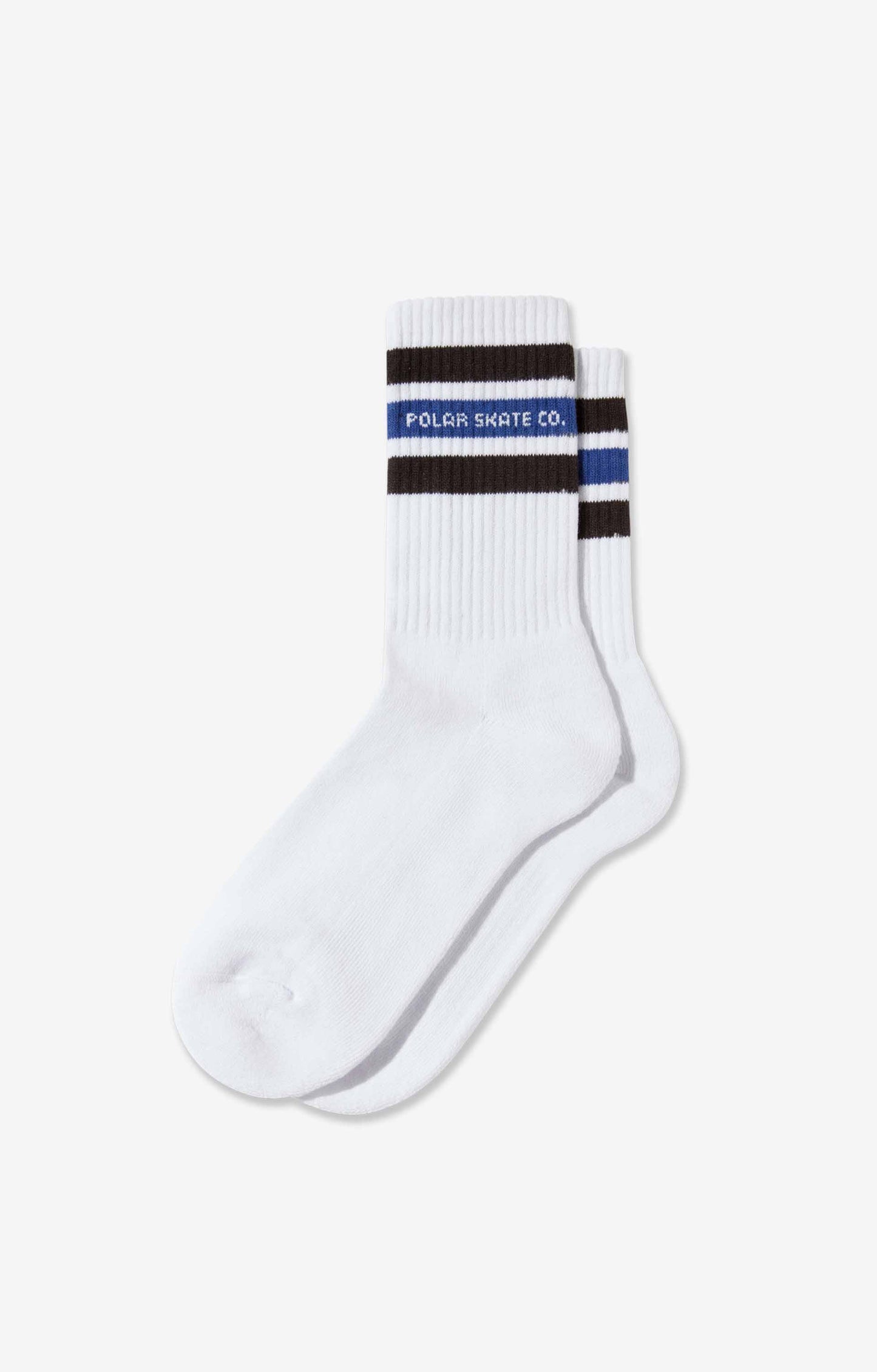 Polar Skate Co Fat Stripe Rib Socks, White/Brown/Blue