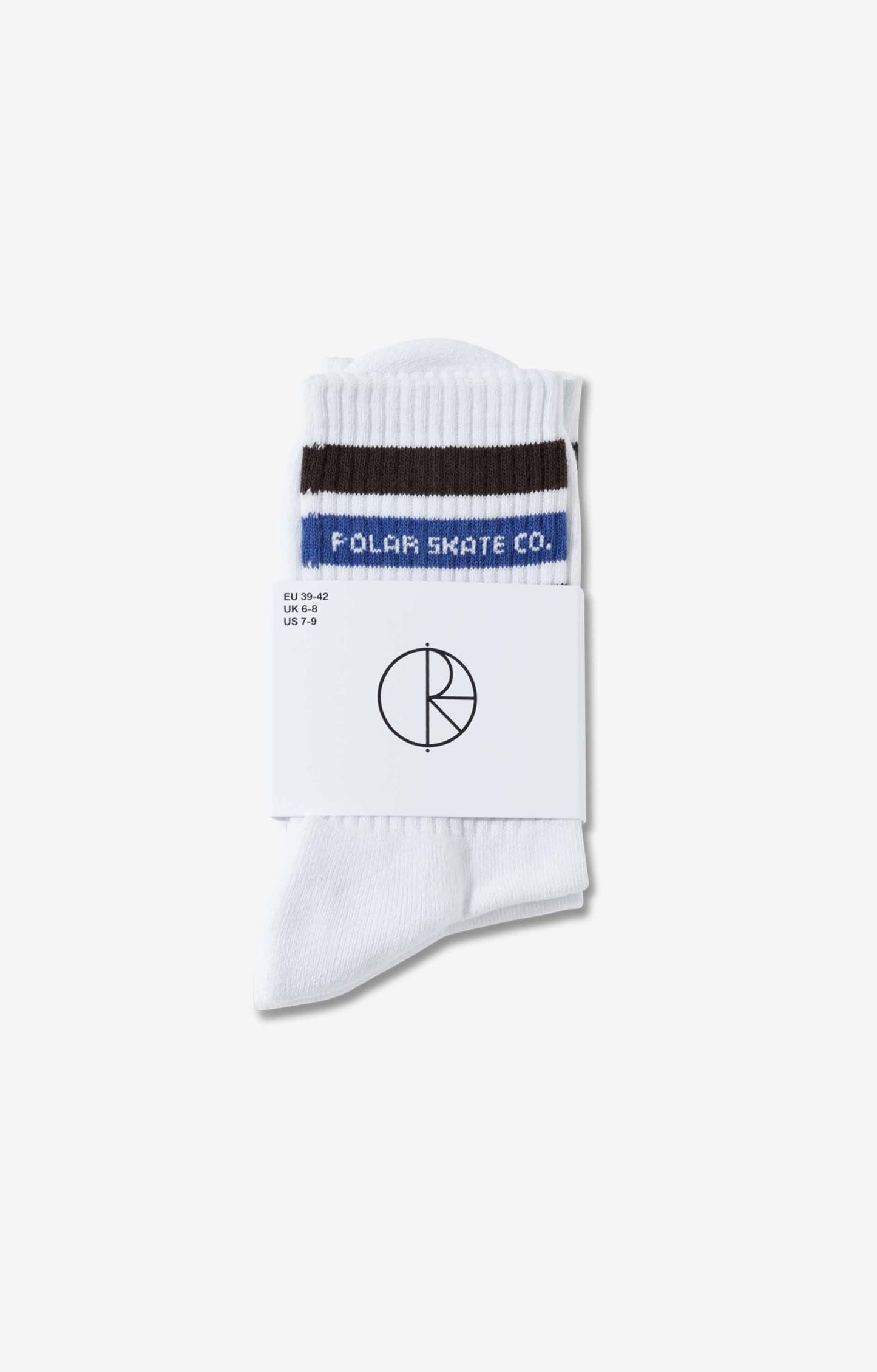 Polar Skate Co Fat Stripe Rib Socks, White/Brown/Blue