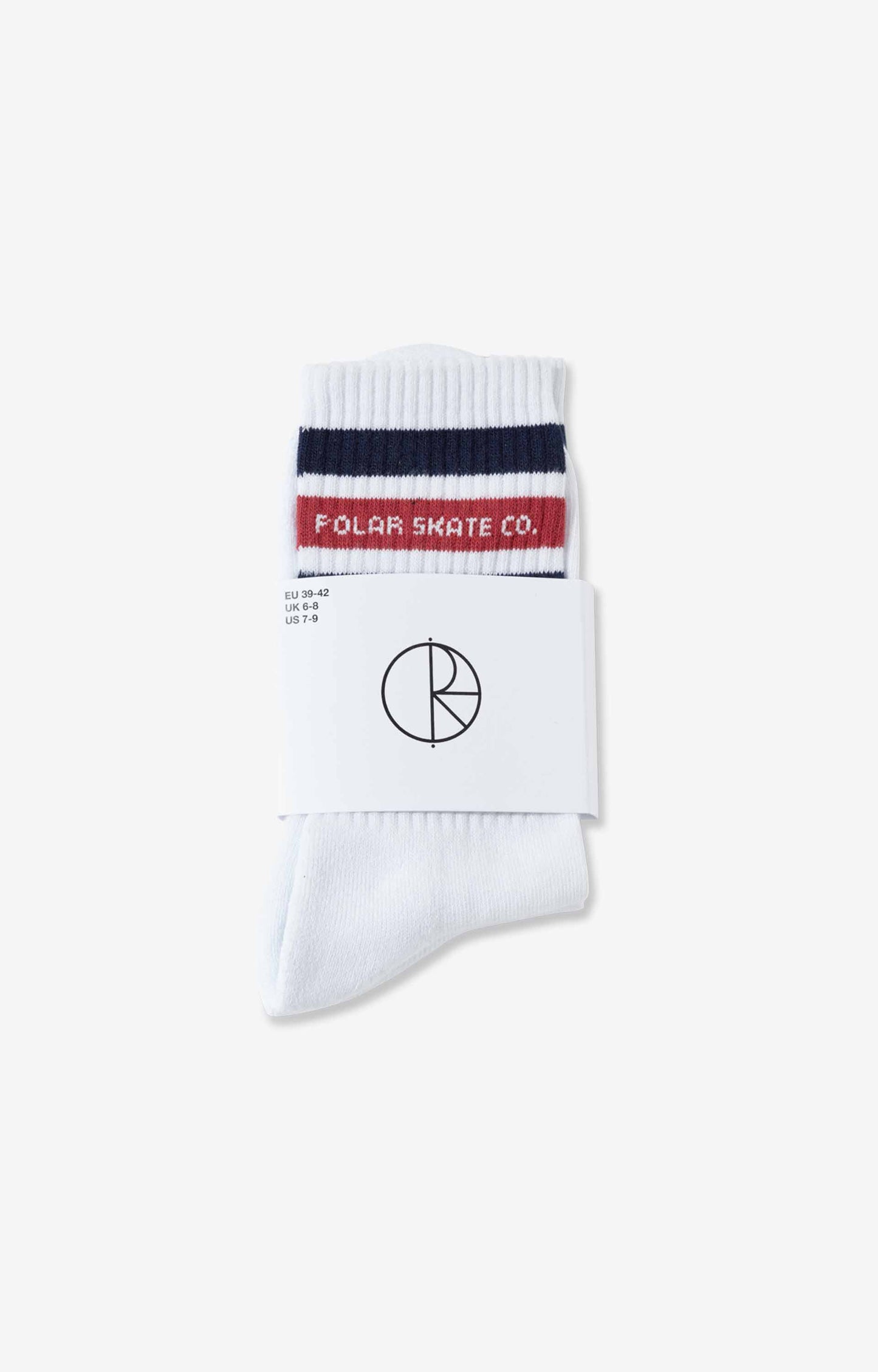 Polar Skate Co Fat Stripe Rib Socks, White/Navy/Red