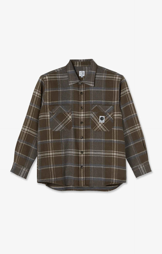 Polar Skate Co Flannel Shirt, Dark Brown