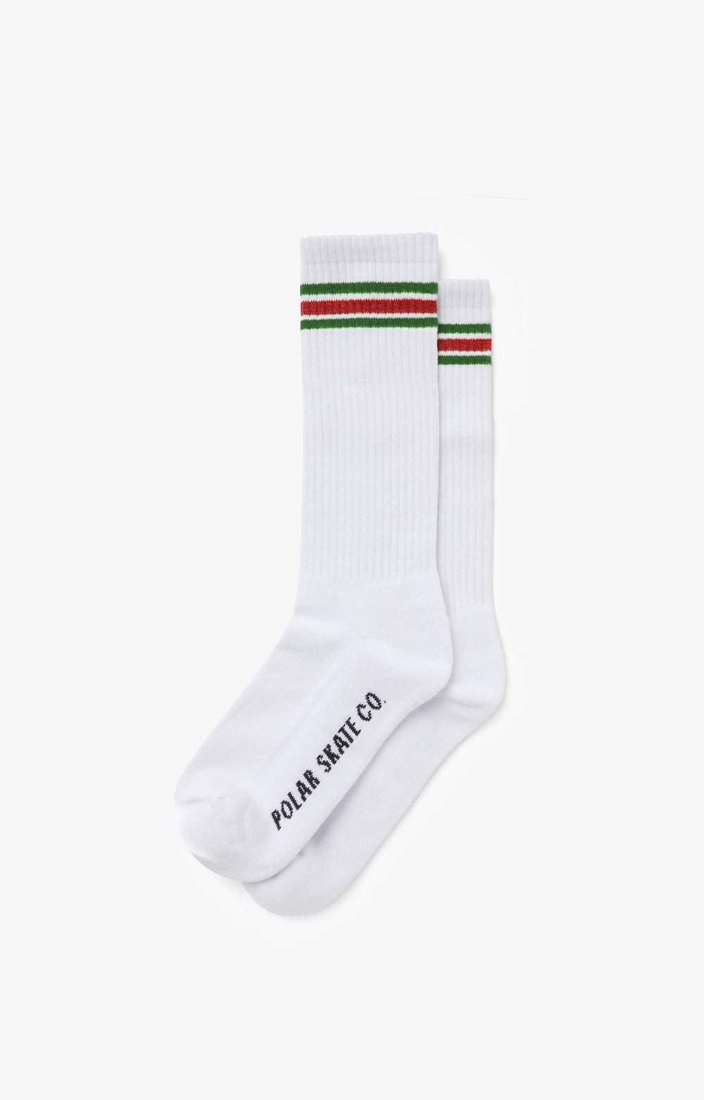 Polar Skate Co Long Stripe Socks, White/Green/Red