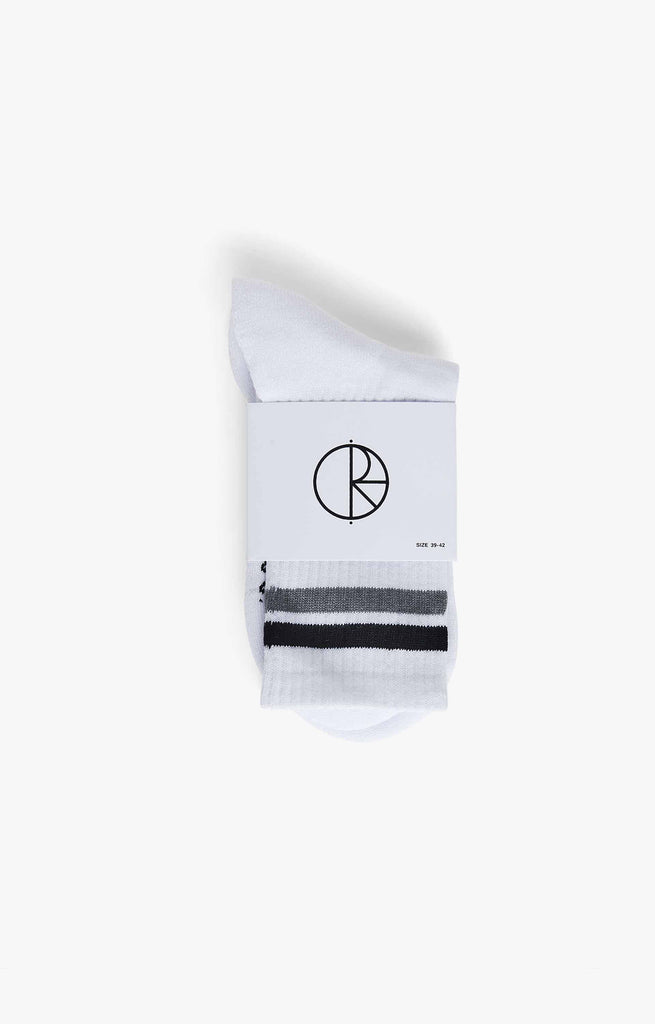 Polar Skate Co Stripe Socks, White/Black/Grey