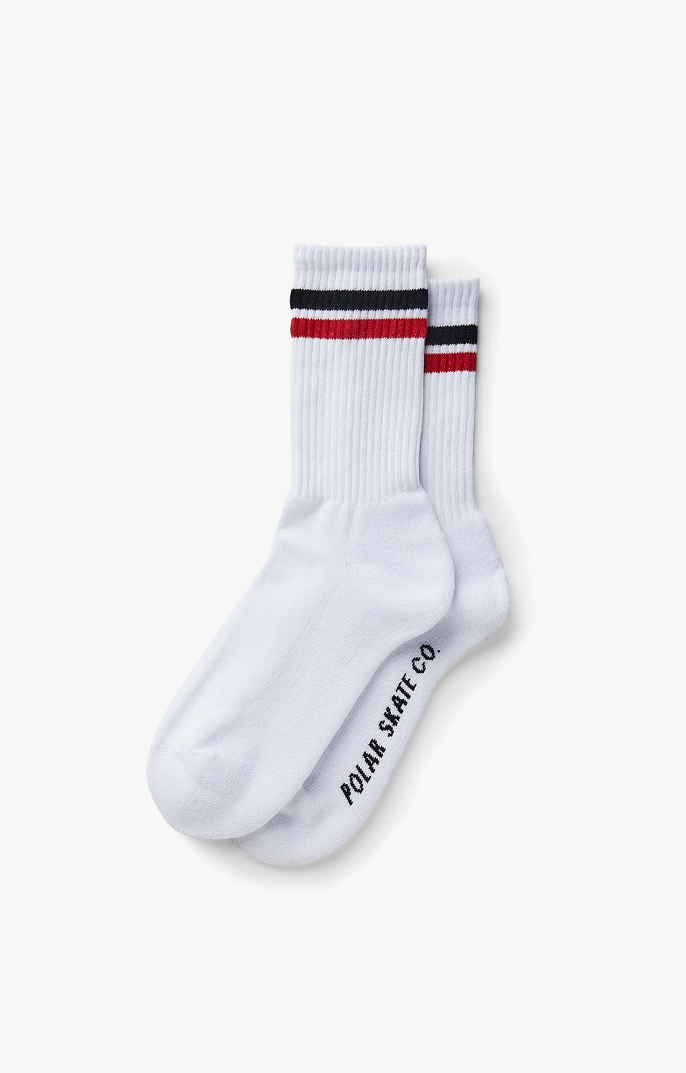 Polar Skate Co Stripe Socks, White/Black/Red