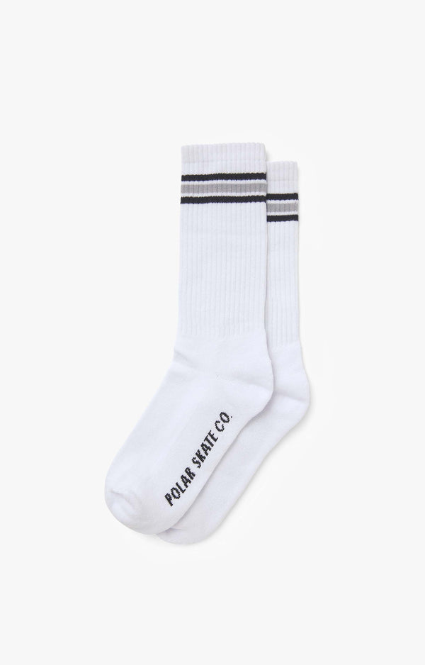 Polar Skate Co Stripe Socks, White/Grey