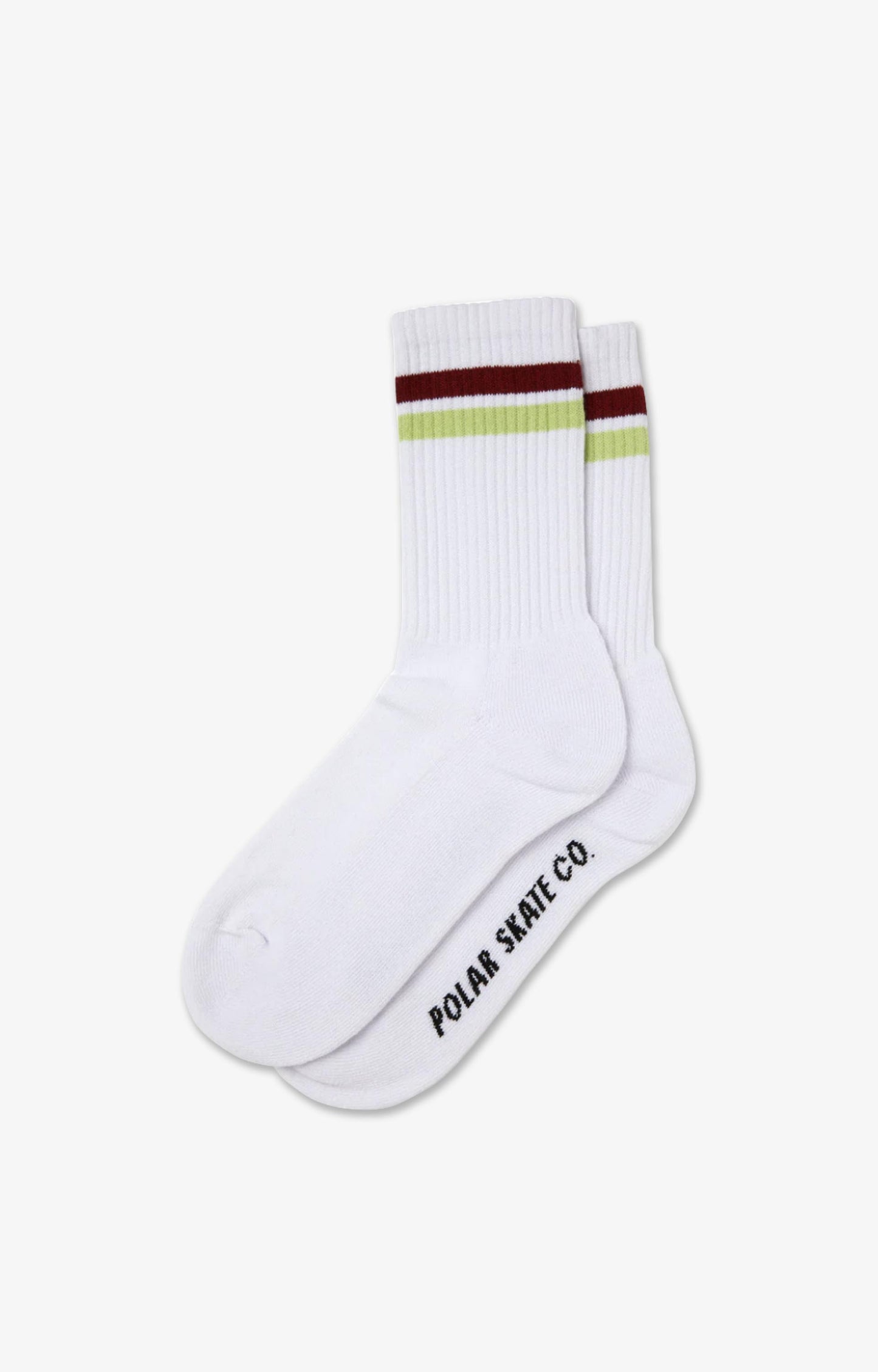 Polar Skate Co Stripe Socks, White/Rich Red/Chartreuse
