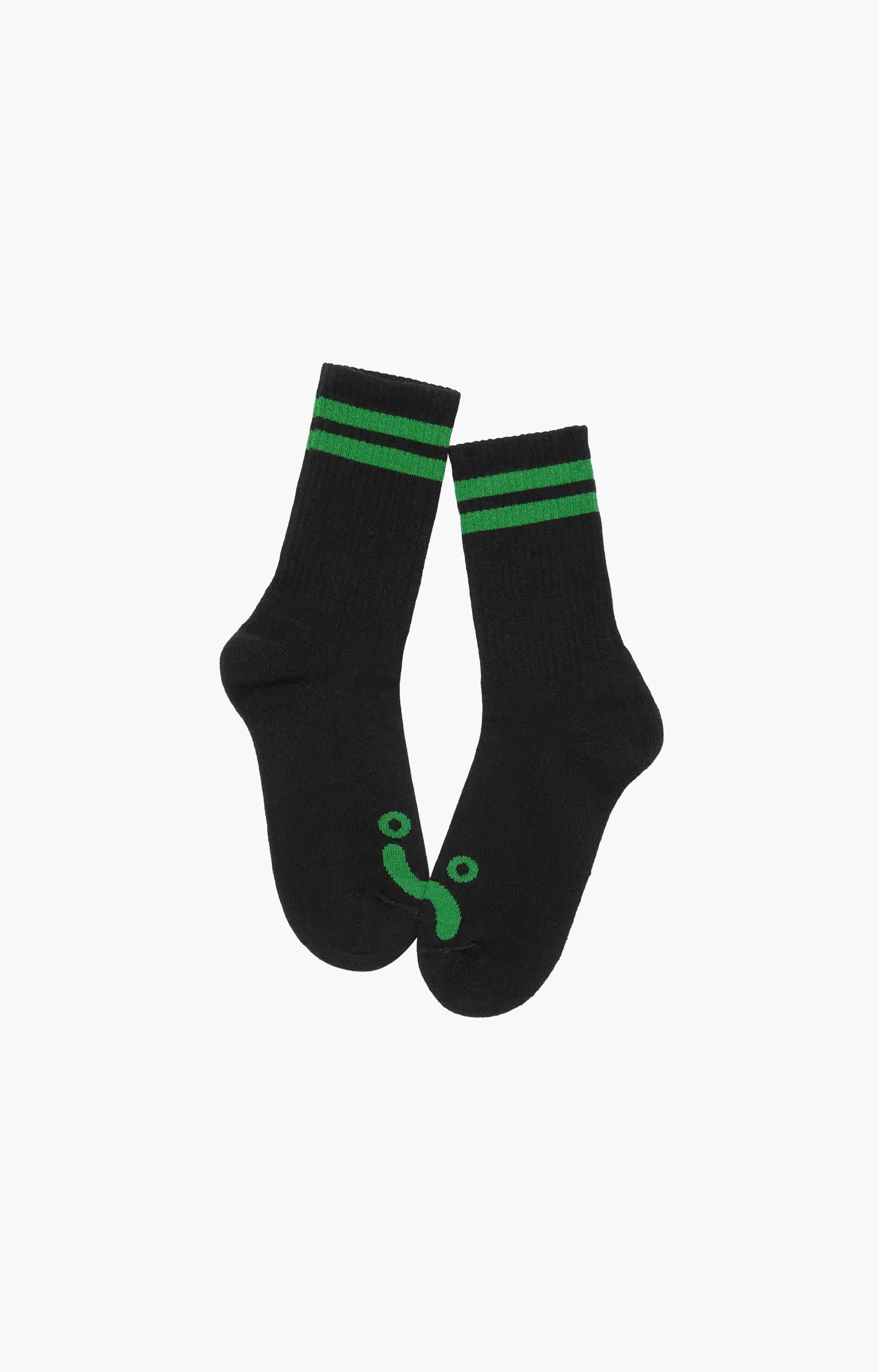 Polar Happy Sad Rib Socks, Black/Green