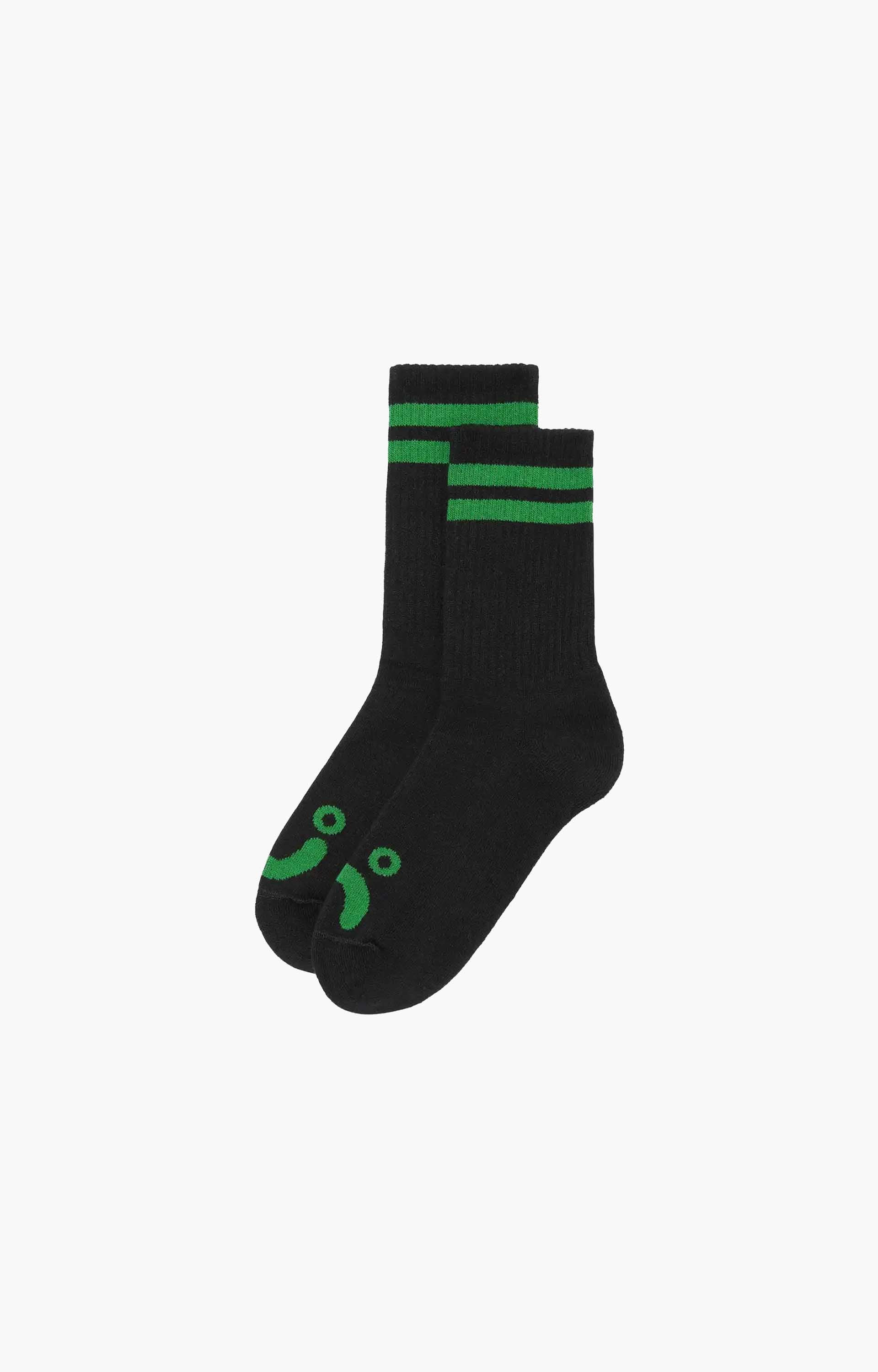 Polar Happy Sad Rib Socks, Black/Green