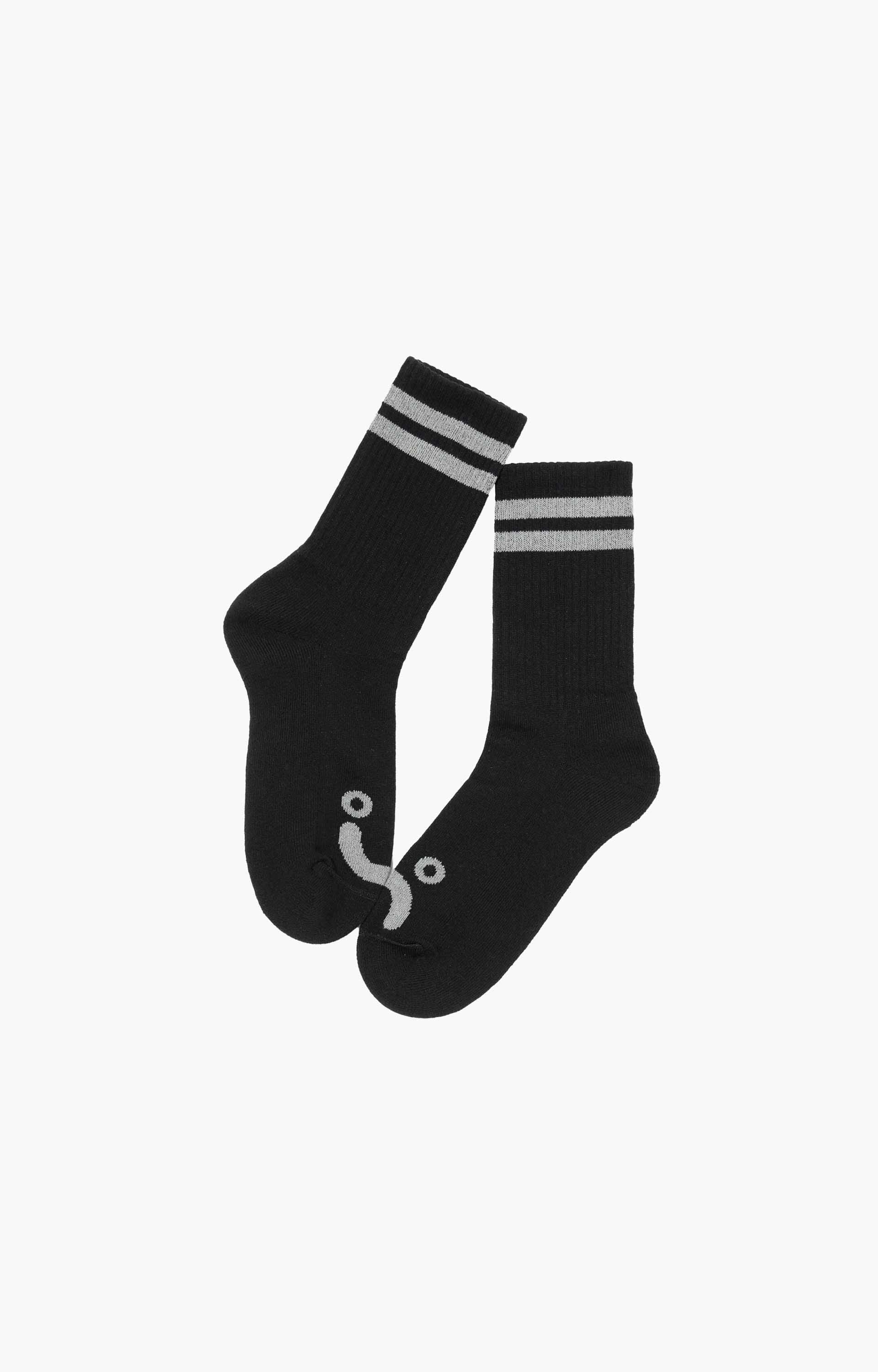 Polar Happy Sad Rib Socks, Black/Heather Grey
