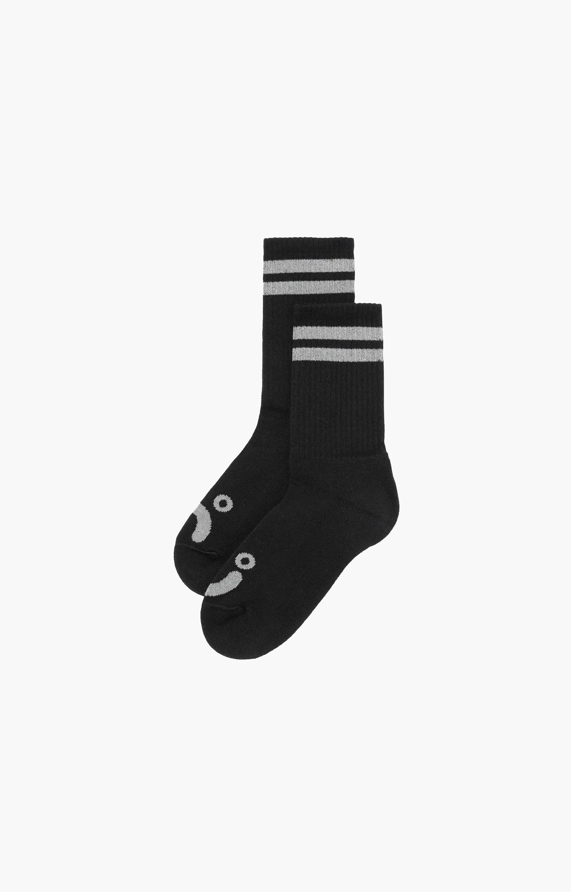 Polar Happy Sad Rib Socks, Black/Heather Grey