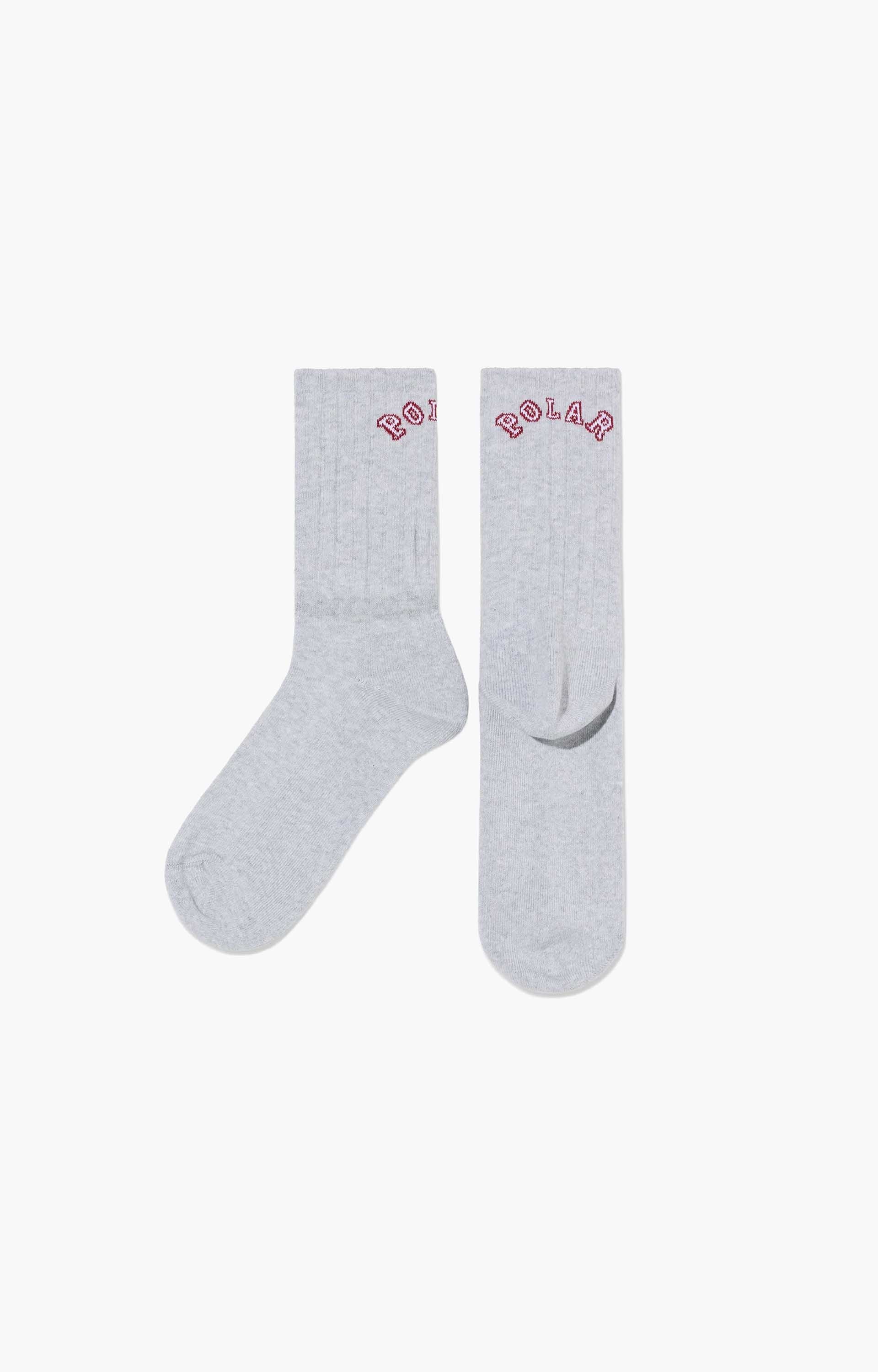 Polar Large College Rib Socks, Heather Grey