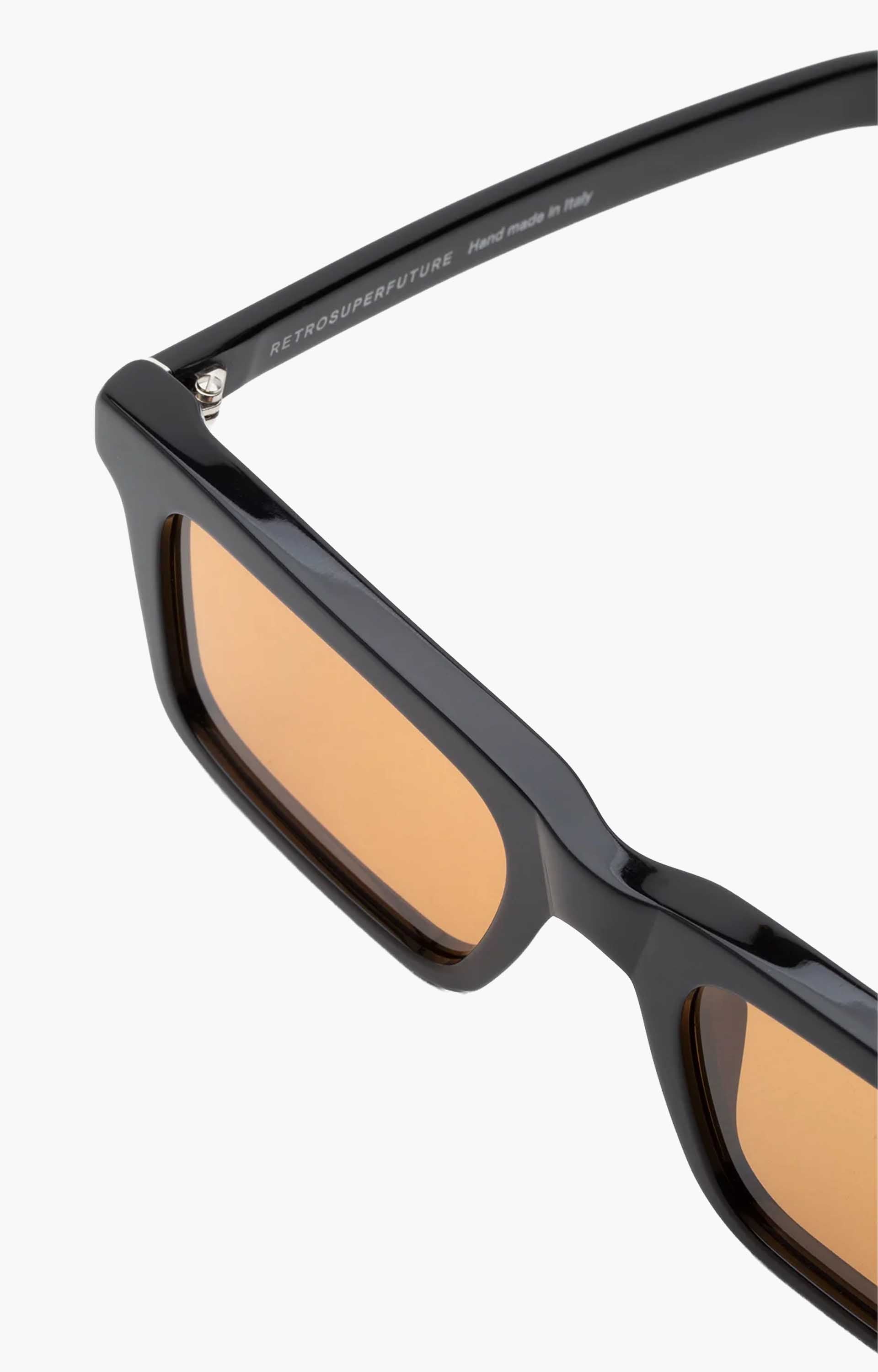 Retrosuperfuture 1968 Refined 18E Sunglasses, Black/Amber