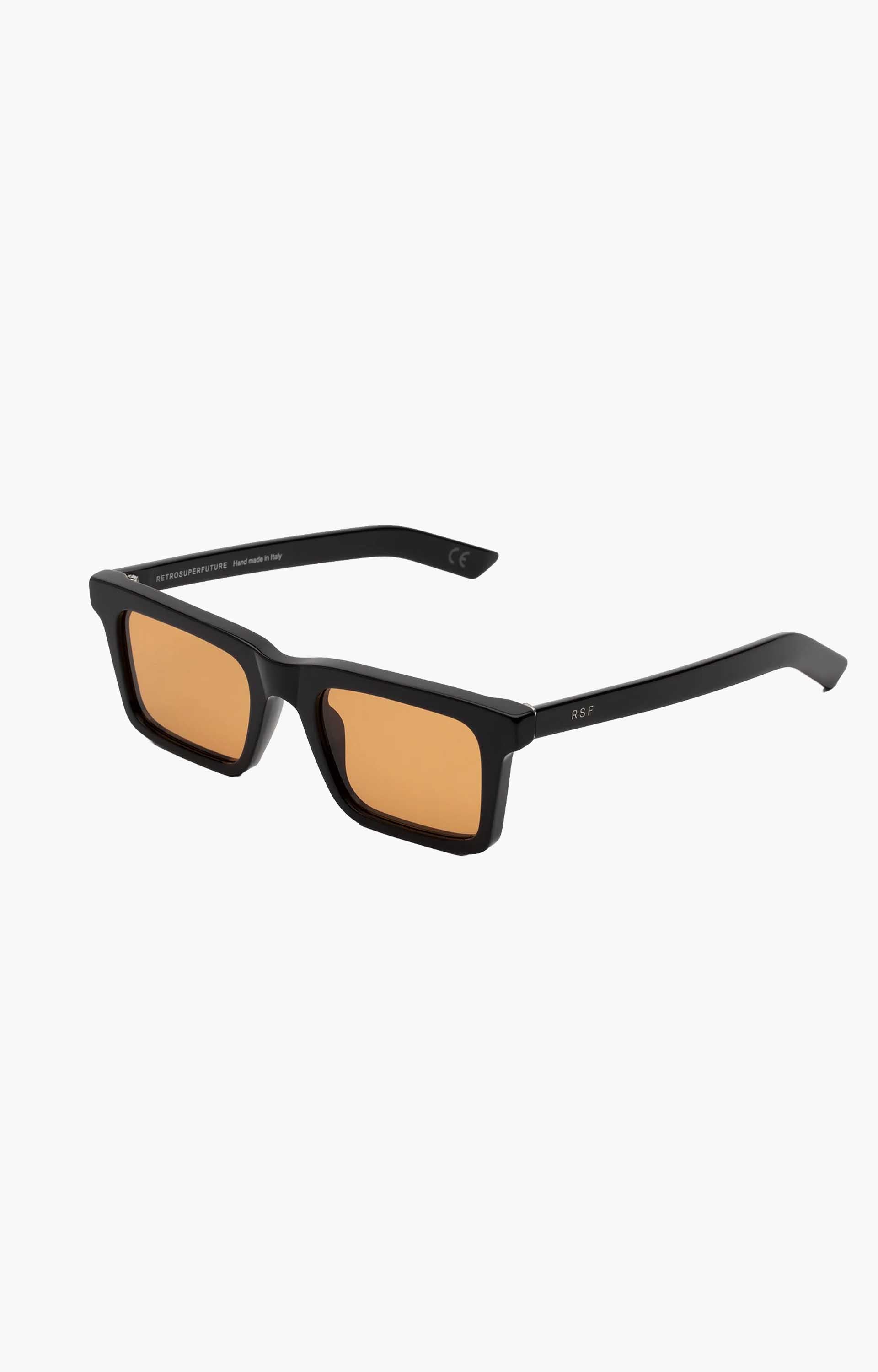 Retrosuperfuture 1968 Refined 18E Sunglasses, Black/Amber