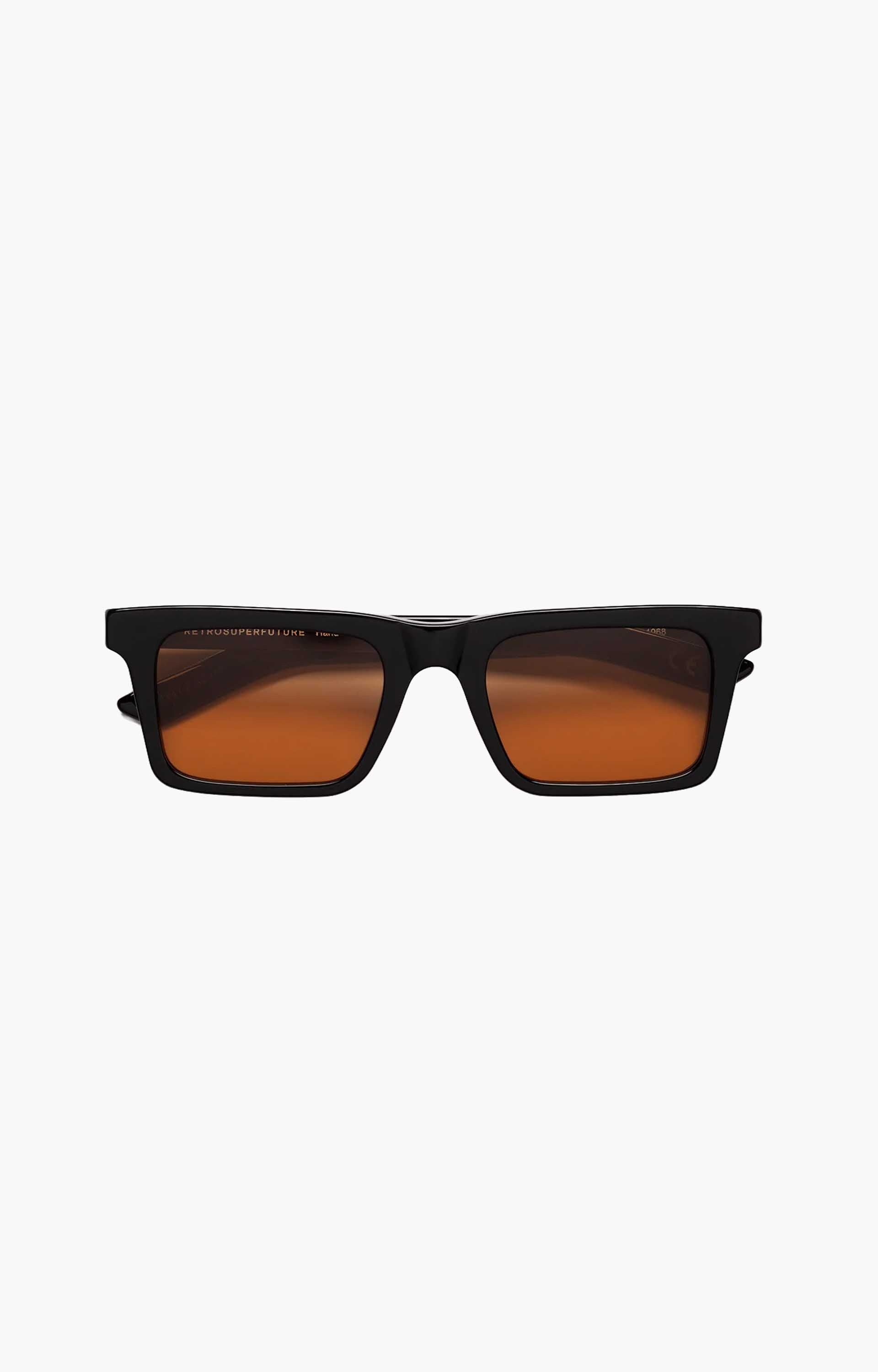 Retrosuperfuture 1968 Refined 18E Sunglasses, Black/Amber