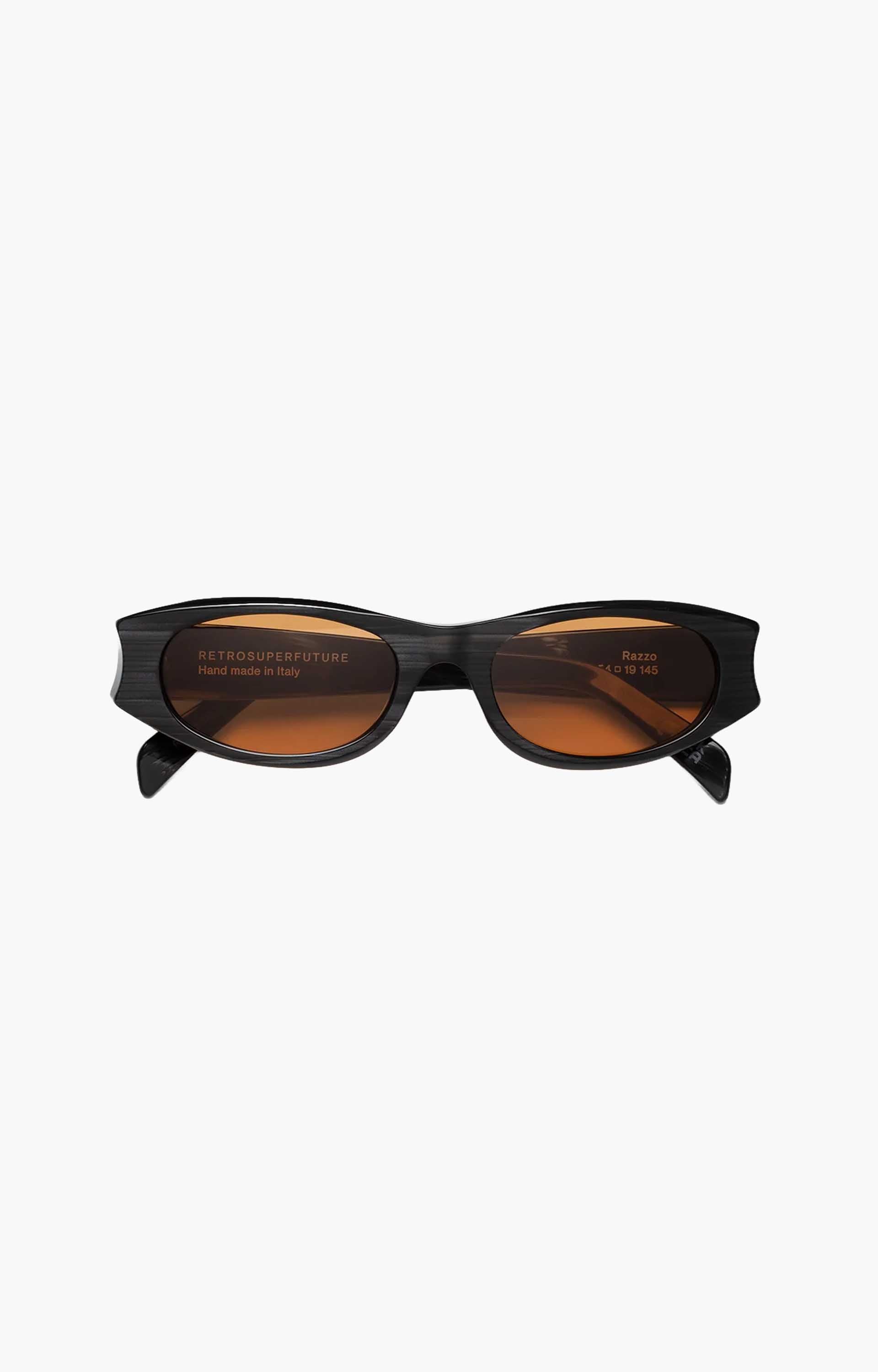 Retrosuperfuture Razzo Fiammato RQ6 Sunglasses, Black/Amber