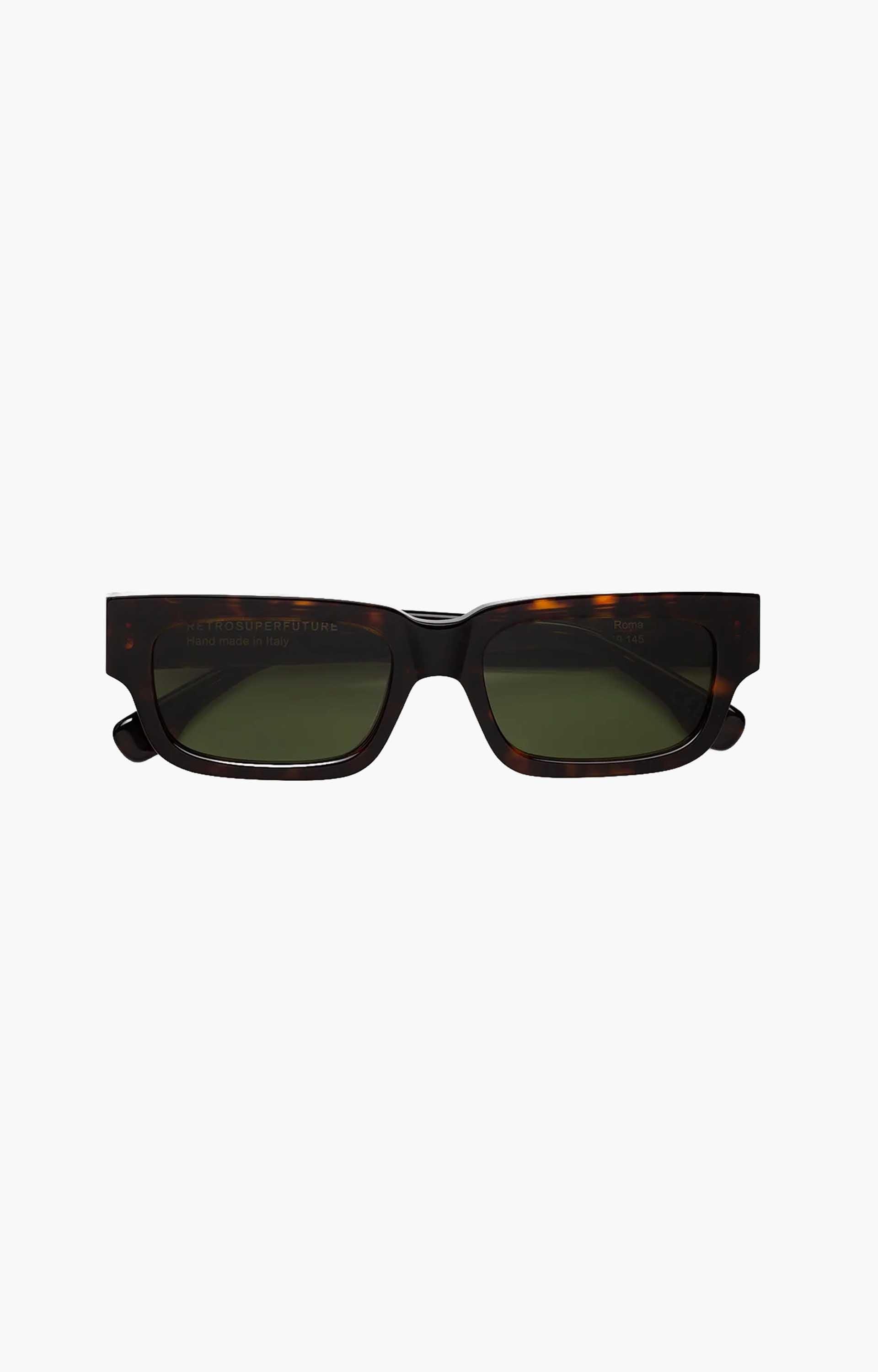 Retrosuperfuture Roma 3627 LRV Green Sunglasses, Tortoise/Green