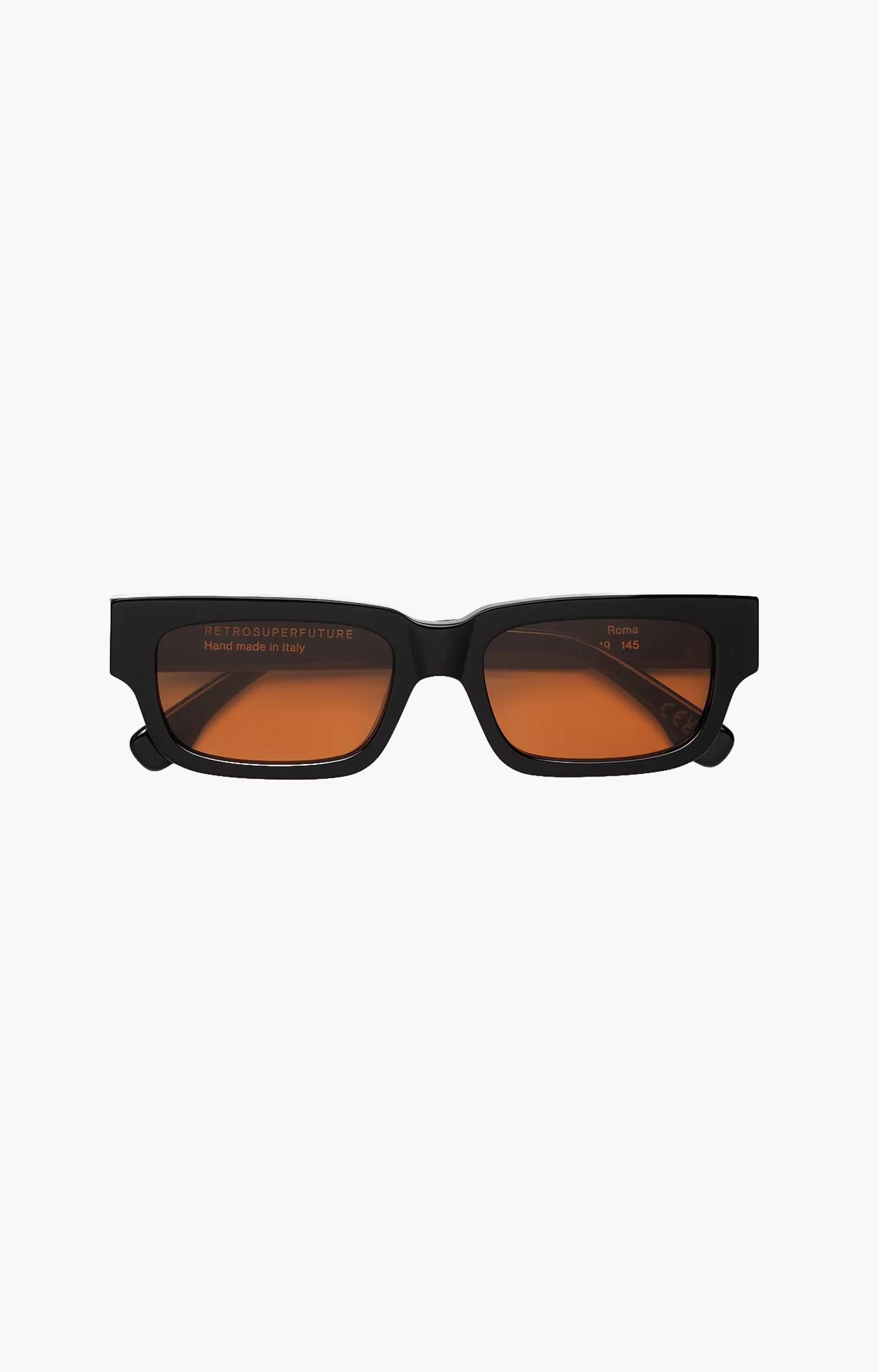 Retrosuperfuture Roma Refined OGN Sunglasses, Black/Amber