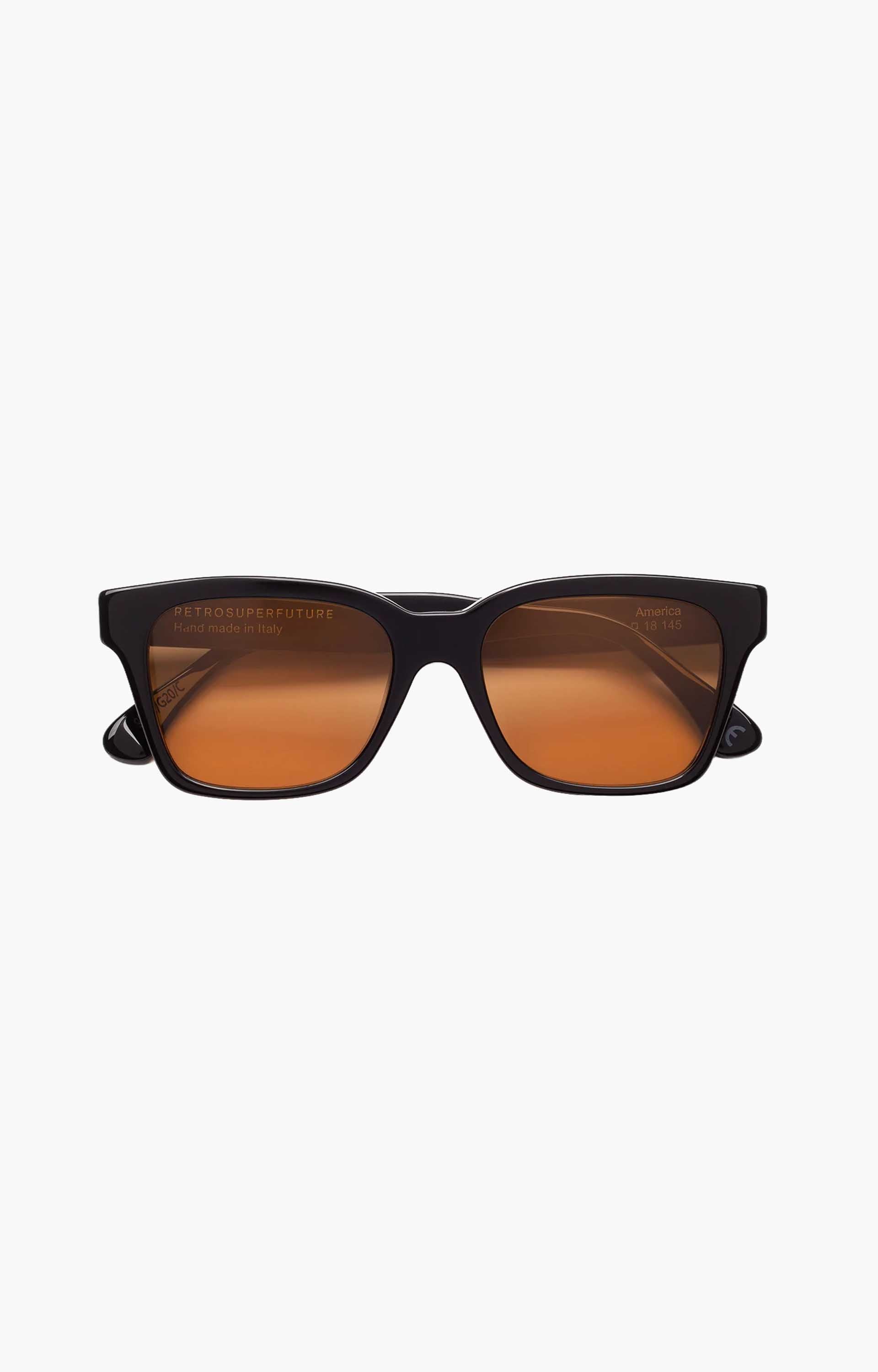 Retrosuperfuture America Refined 9I2 Sunglasses, Black/Amber