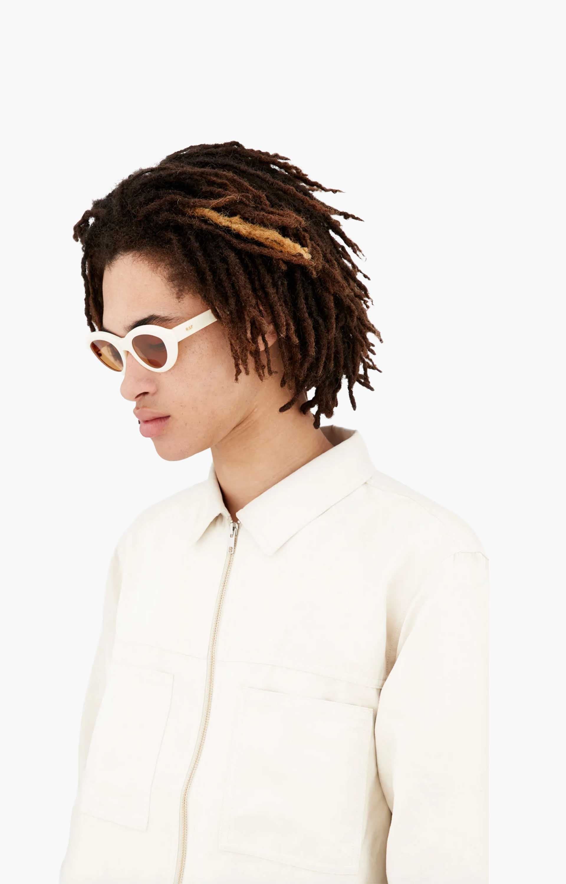 Retrosuperfuture Cocca Panna GVE Sunglasses, Soft White/Amber