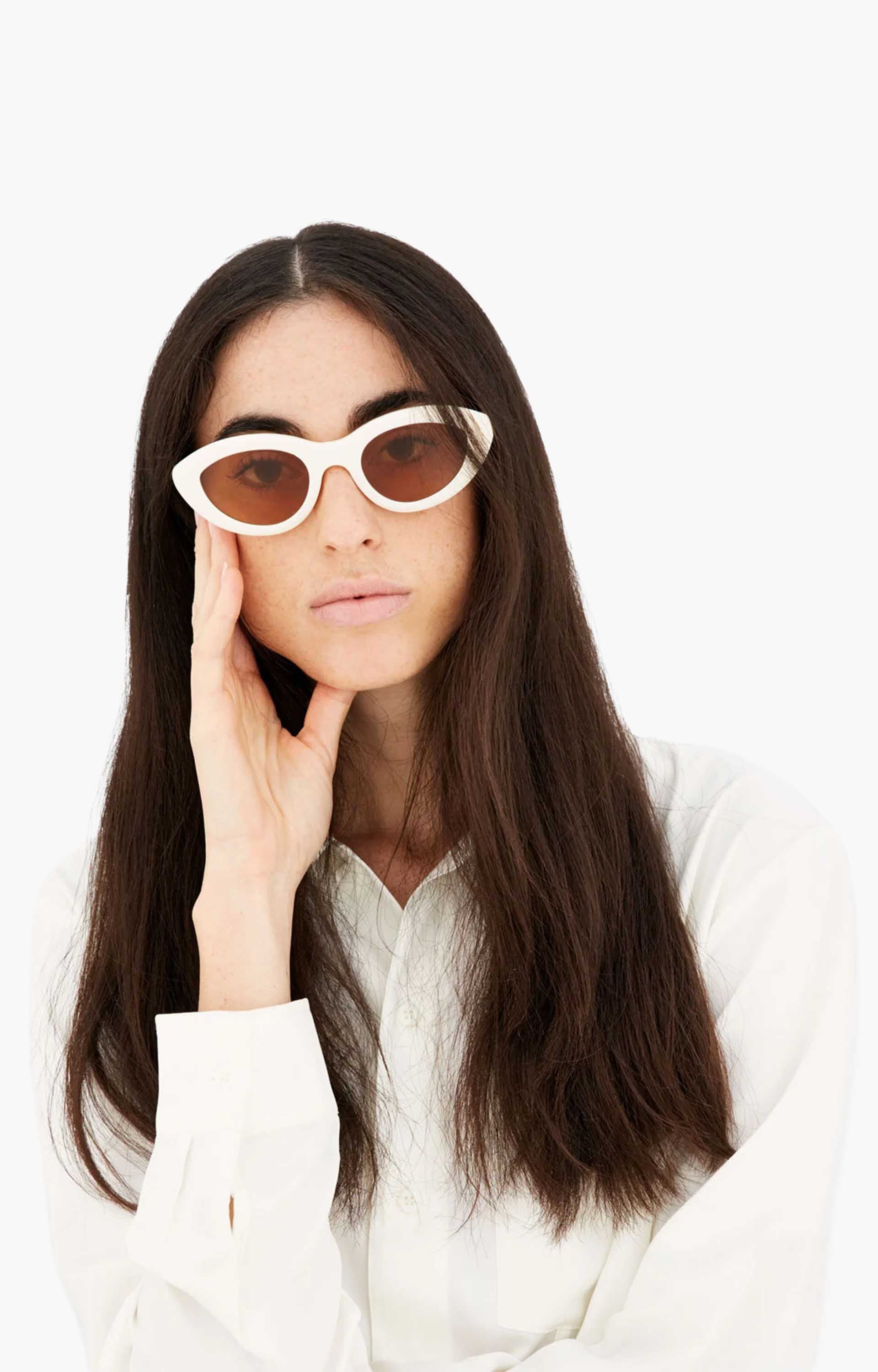 Retrosuperfuture Cocca Panna GVE Sunglasses, Soft White/Amber