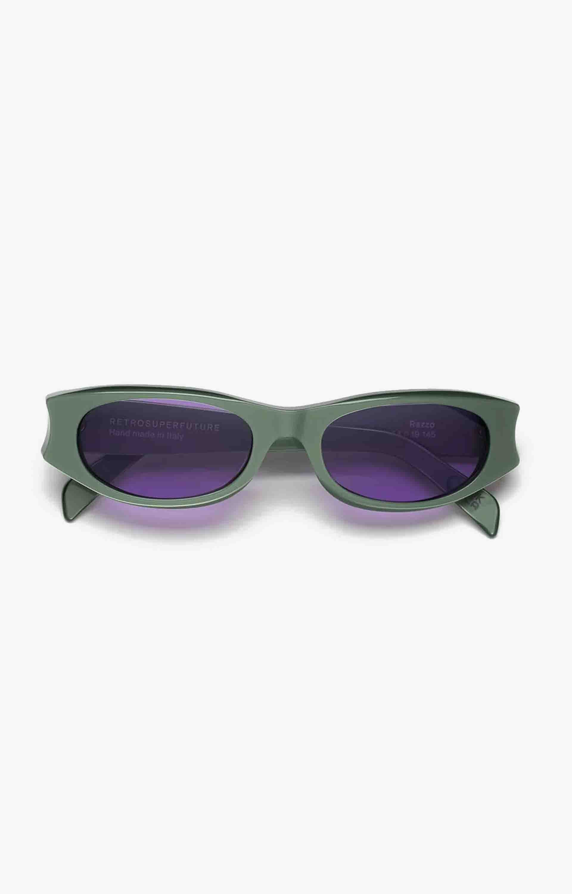 Retrosuperfuture Razzo Metallic Mint 9RM Sunglasses, Mint Green/Violet