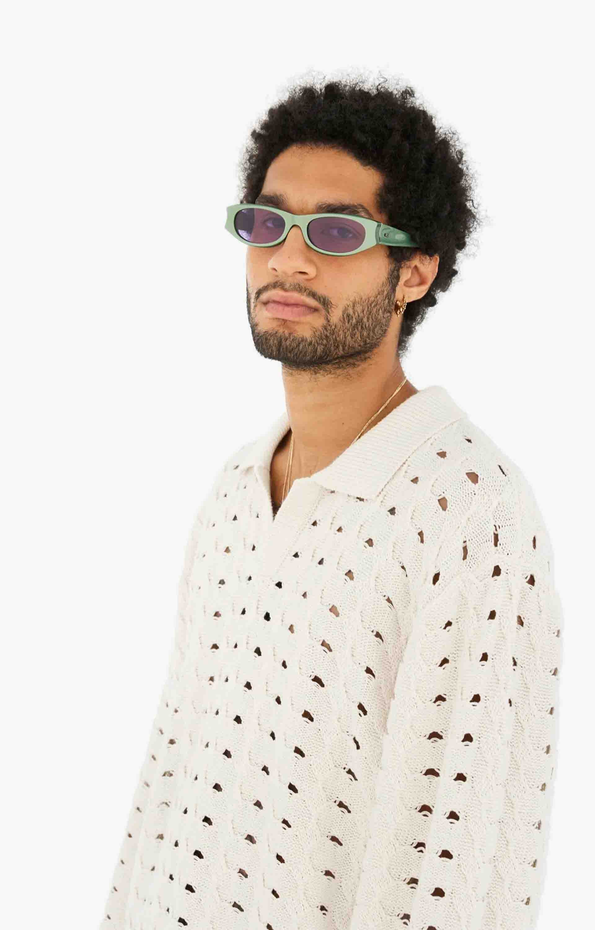 Retrosuperfuture Razzo Metallic Mint 9RM Sunglasses, Mint Green/Violet