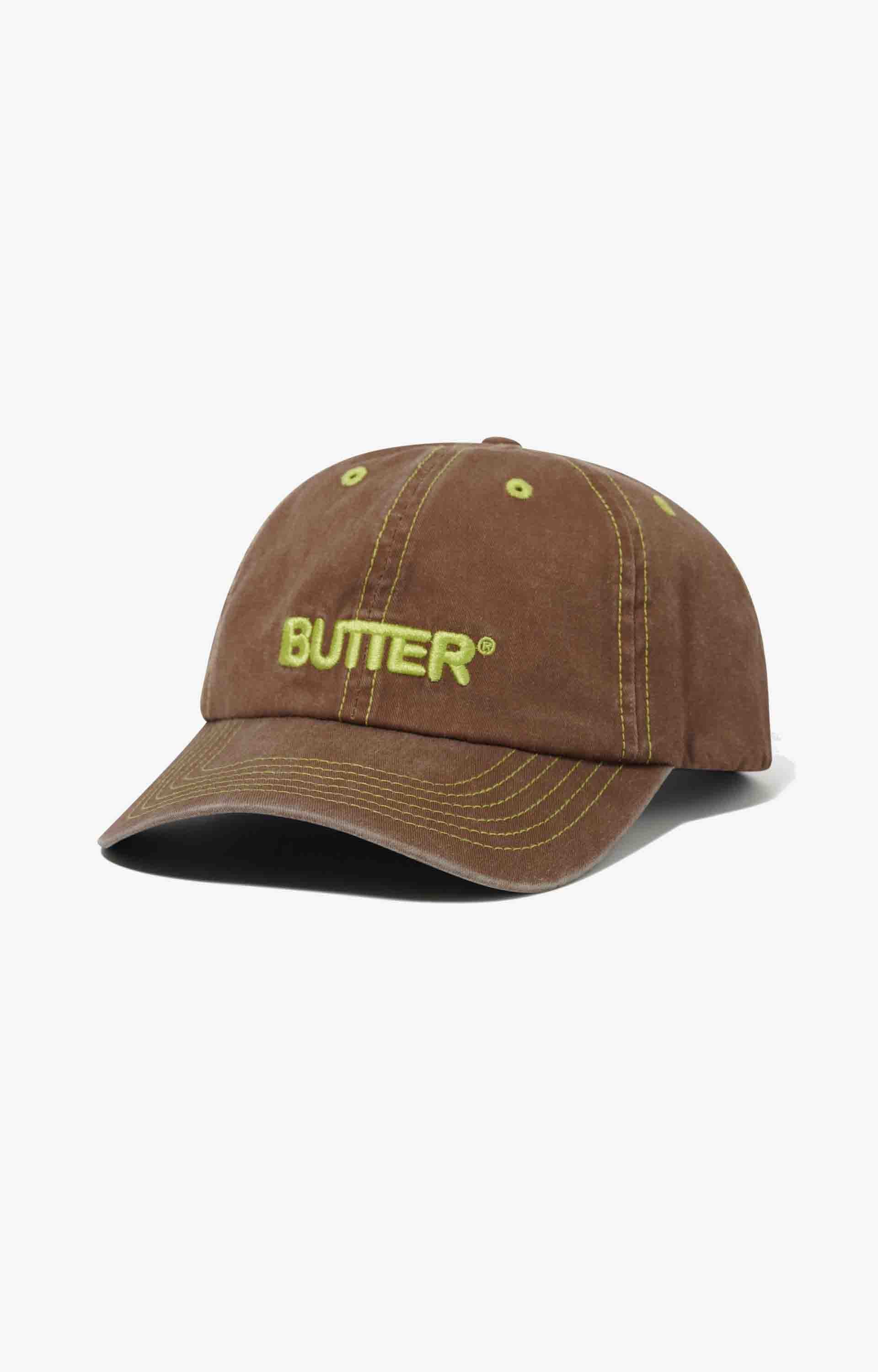 Butter Goods Rounded Logo 6 Panel Cap, Washed Pecan