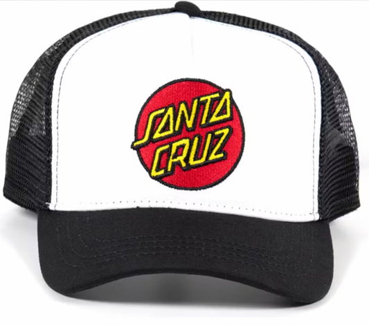 Santa Cruz Classic Dot Youth Trucker Cap Headwear, White