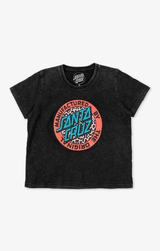Santa Cruz Girls Primal MFG Dot Youth T-Shirt, Acid Black