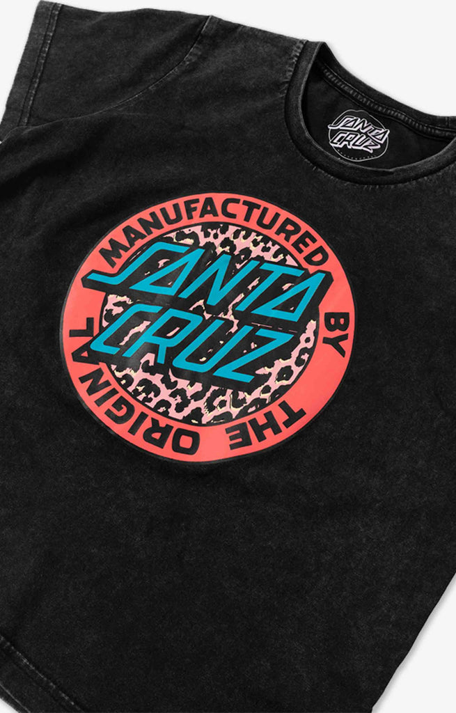 Santa Cruz Girls Primal MFG Dot Youth T-Shirt, Acid Black