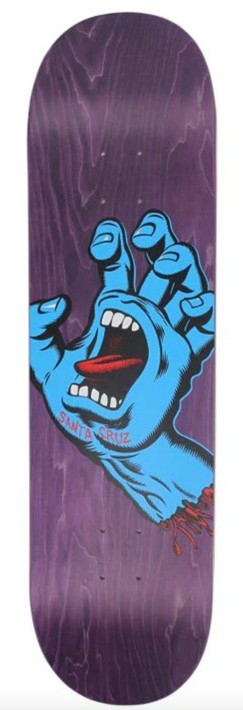 Santa Cruz Screaming Hand Purple Skateboard Deck, 8.375"