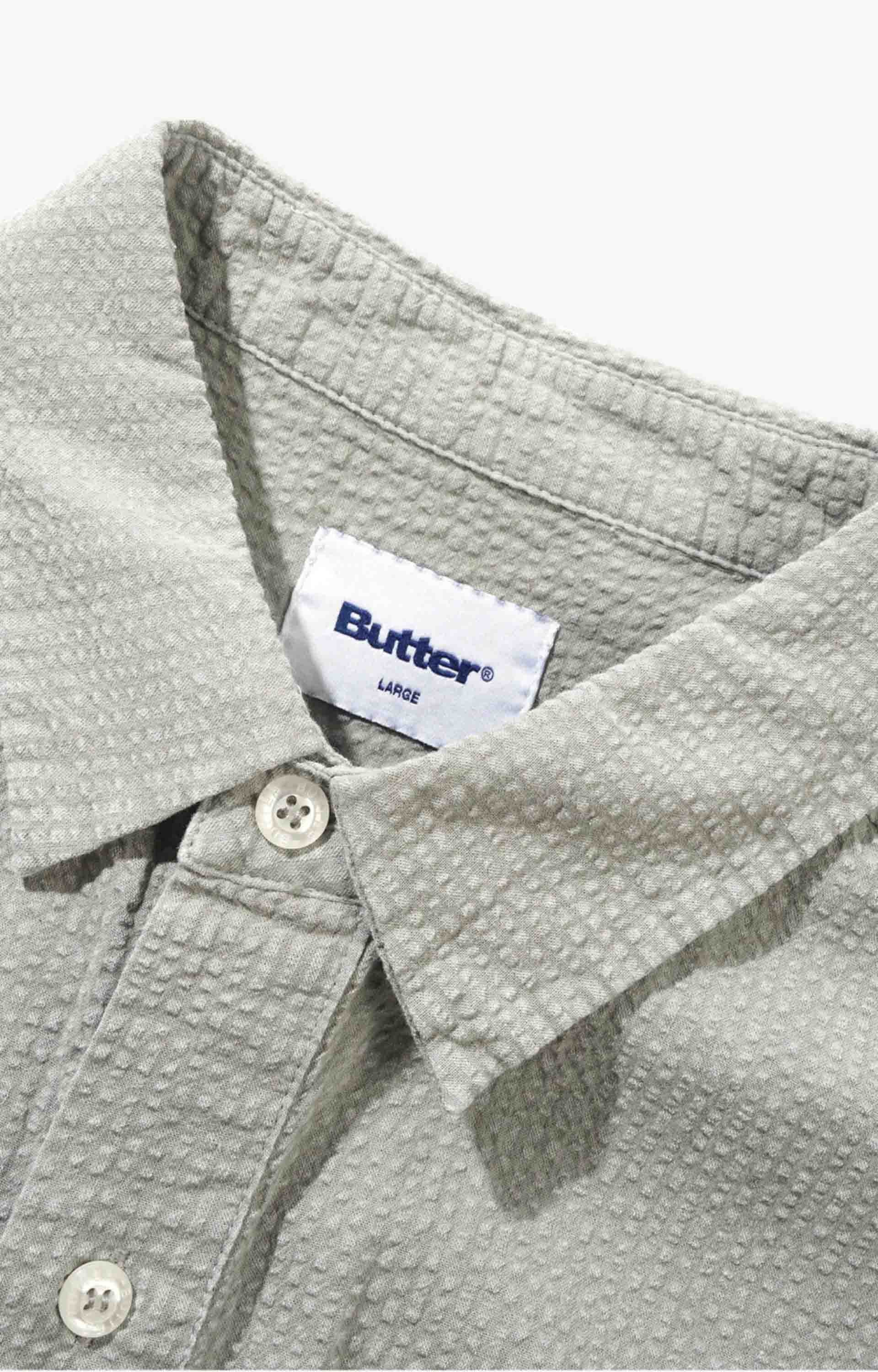Butter Goods Overdye Seersucker Shirt, Grey