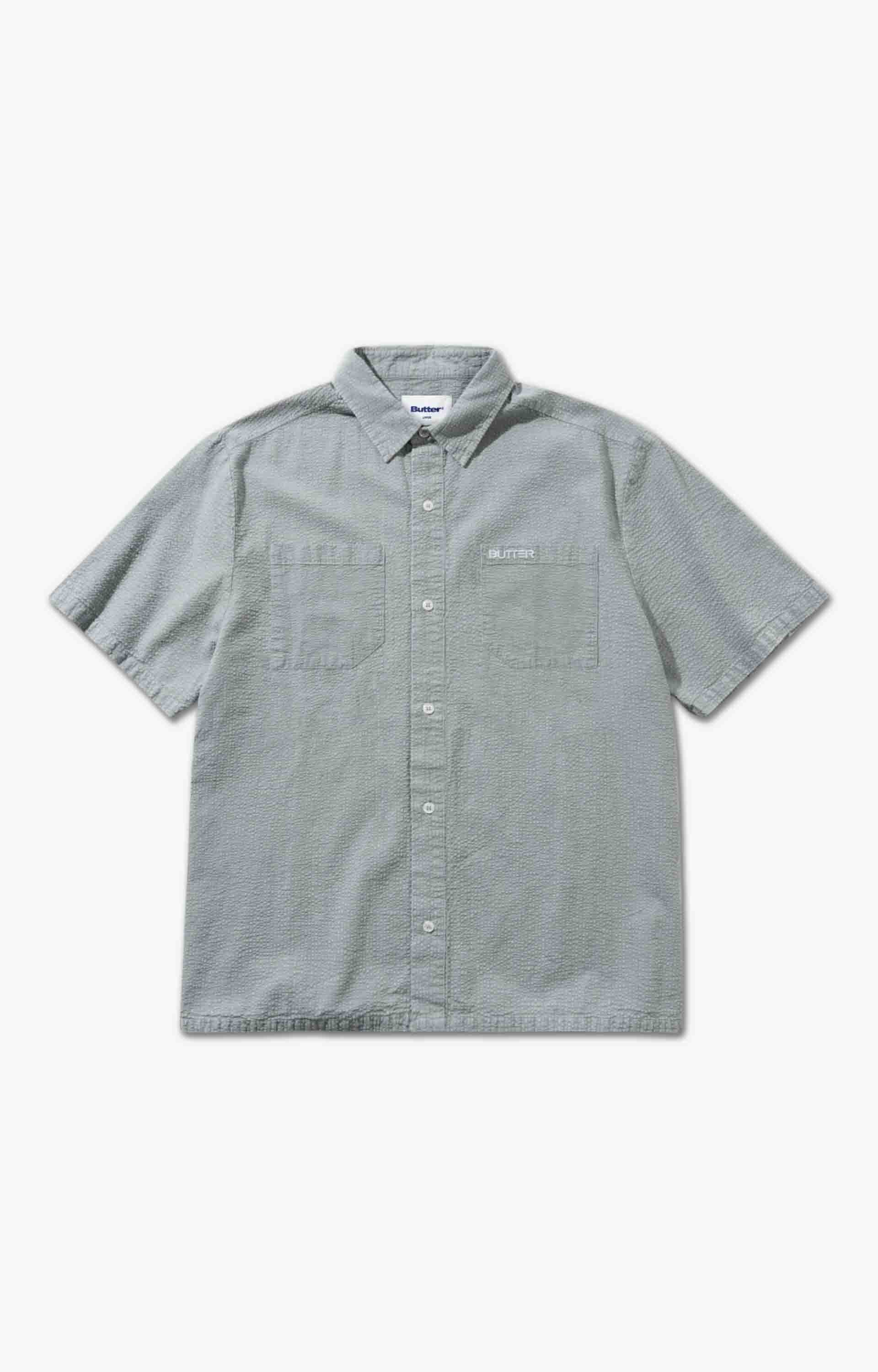 Butter Goods Overdye Seersucker Shirt, Grey
