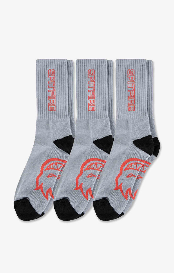 Spitfire Classic 87' 3 Pack Socks, Charcoal/Black/Red