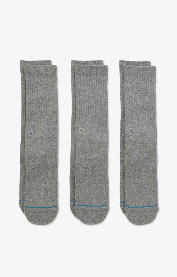 Stance 3 Pack Icon Socks, Grey Heather