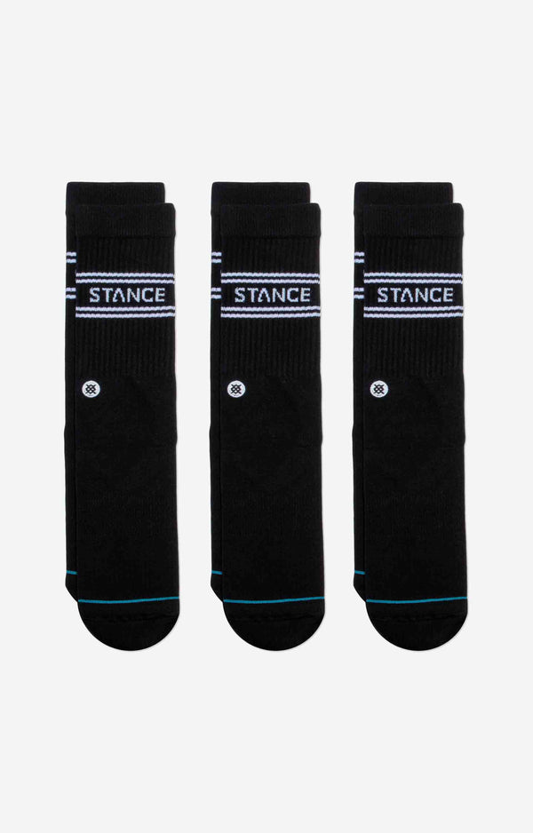 Stance Basic 3 Pack Crew Socks, Black