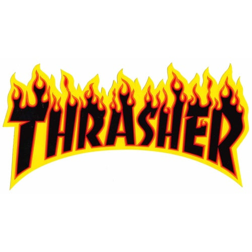 Thrasher Flame Medium Stickers, Black/Yellow
