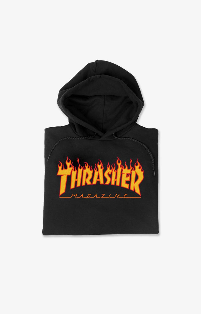 Thrasher Youth Flame Hoodie, Black