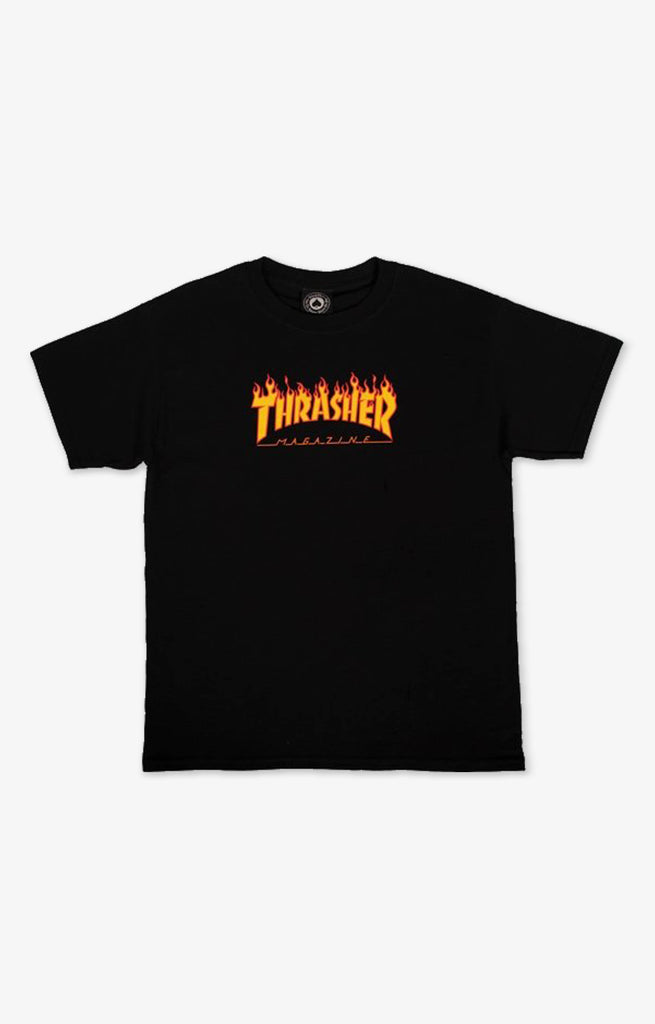 Thrasher Youth Flame T-Shirt, Black