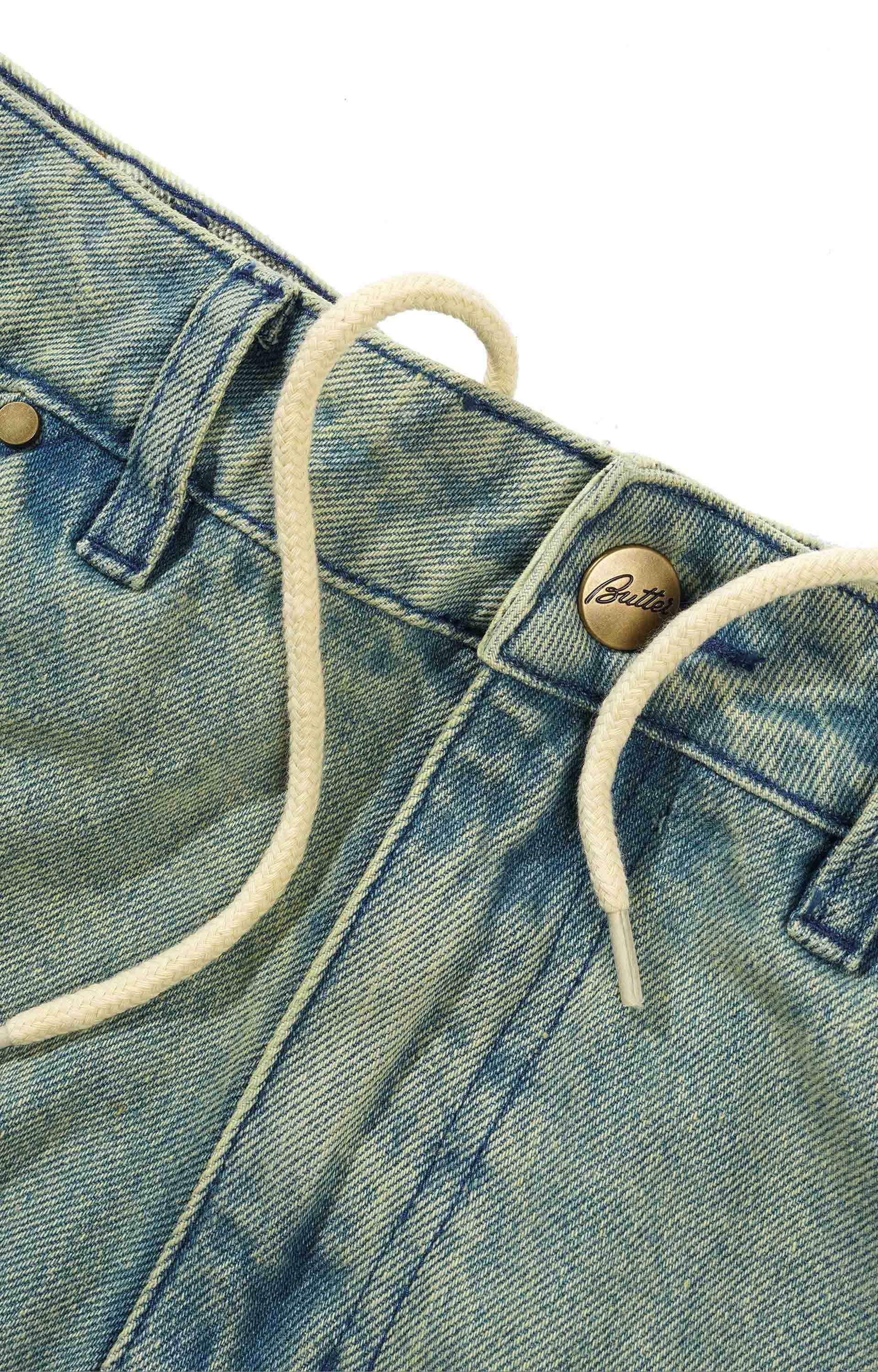 Butter Goods Trim Denim Shorts, Sunfade Blue