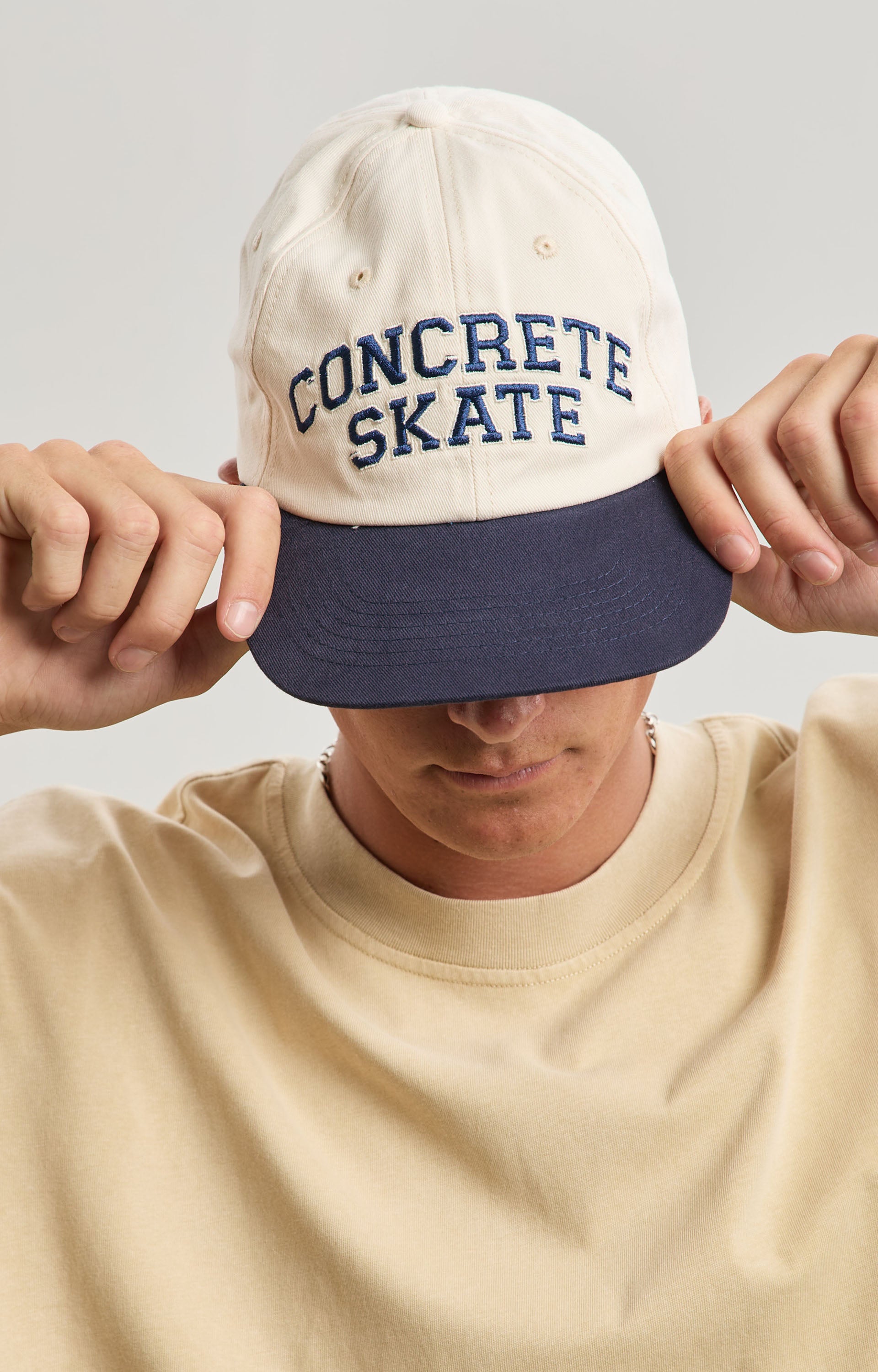 Concrete Skate League Cap, Navy/Taupe