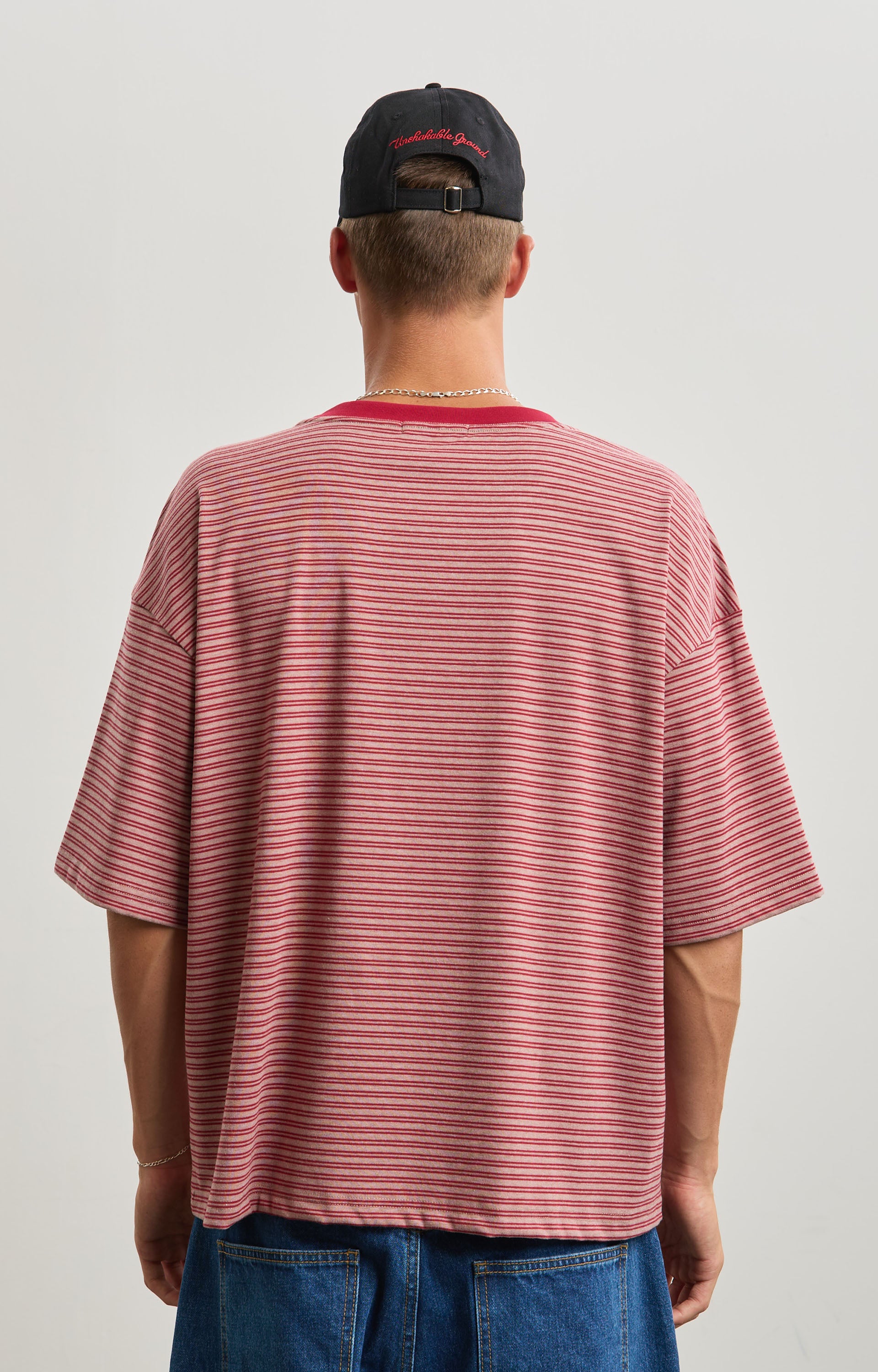 Concrete Linework T-Shirt, Taupe/Crimson