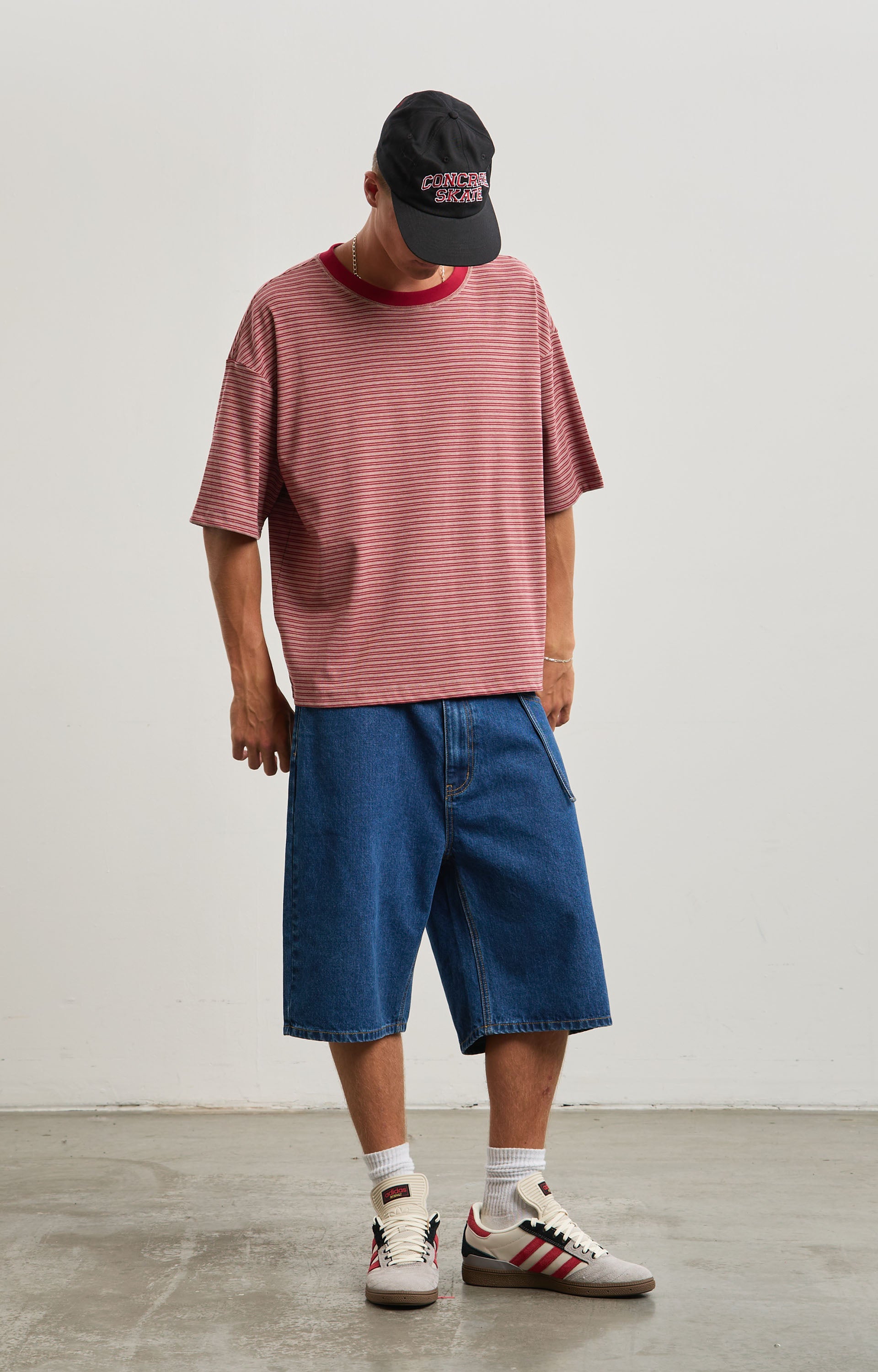 Concrete Linework T-Shirt, Taupe/Crimson