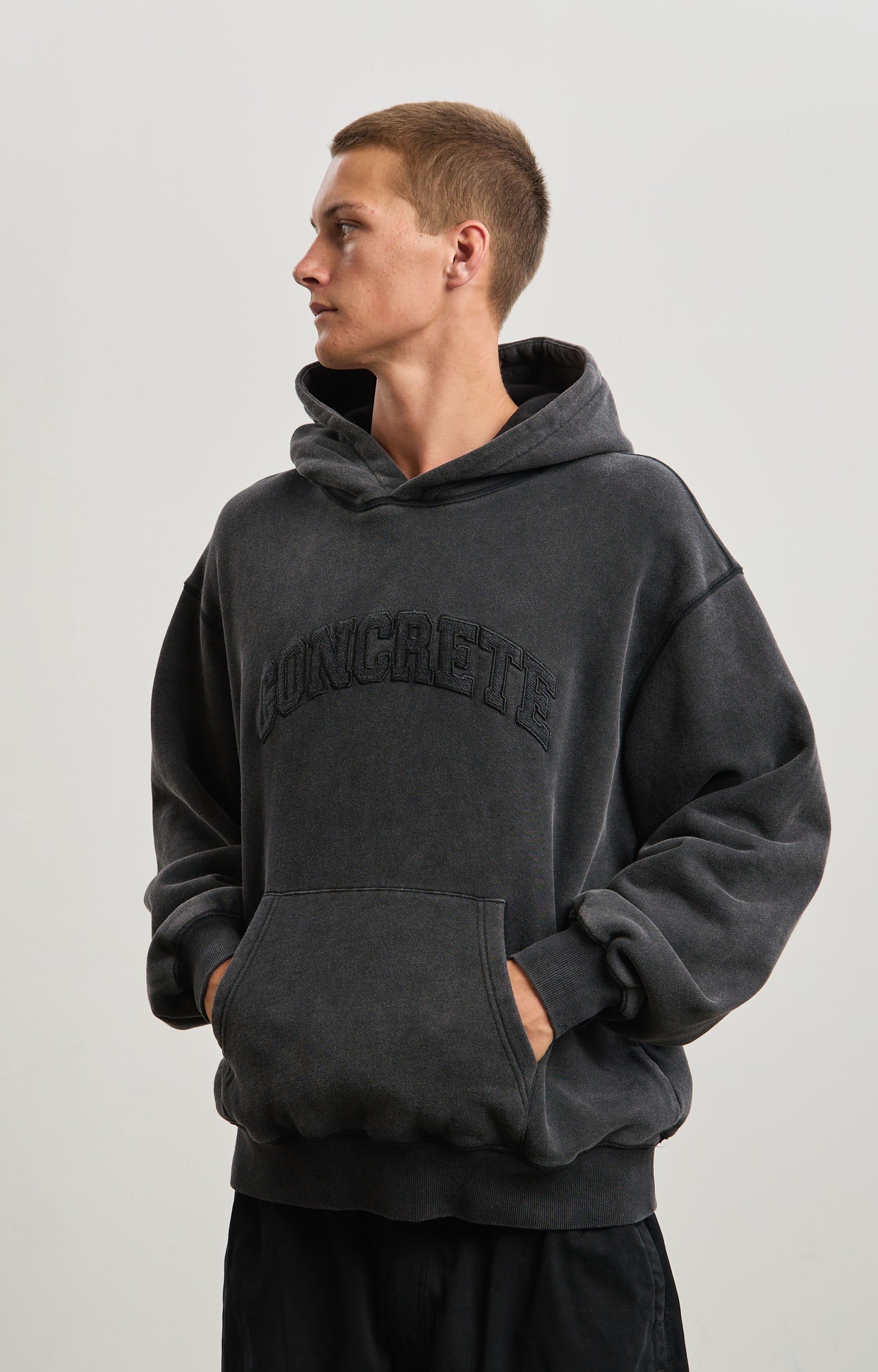 Concrete League Hoodie, Washed Black