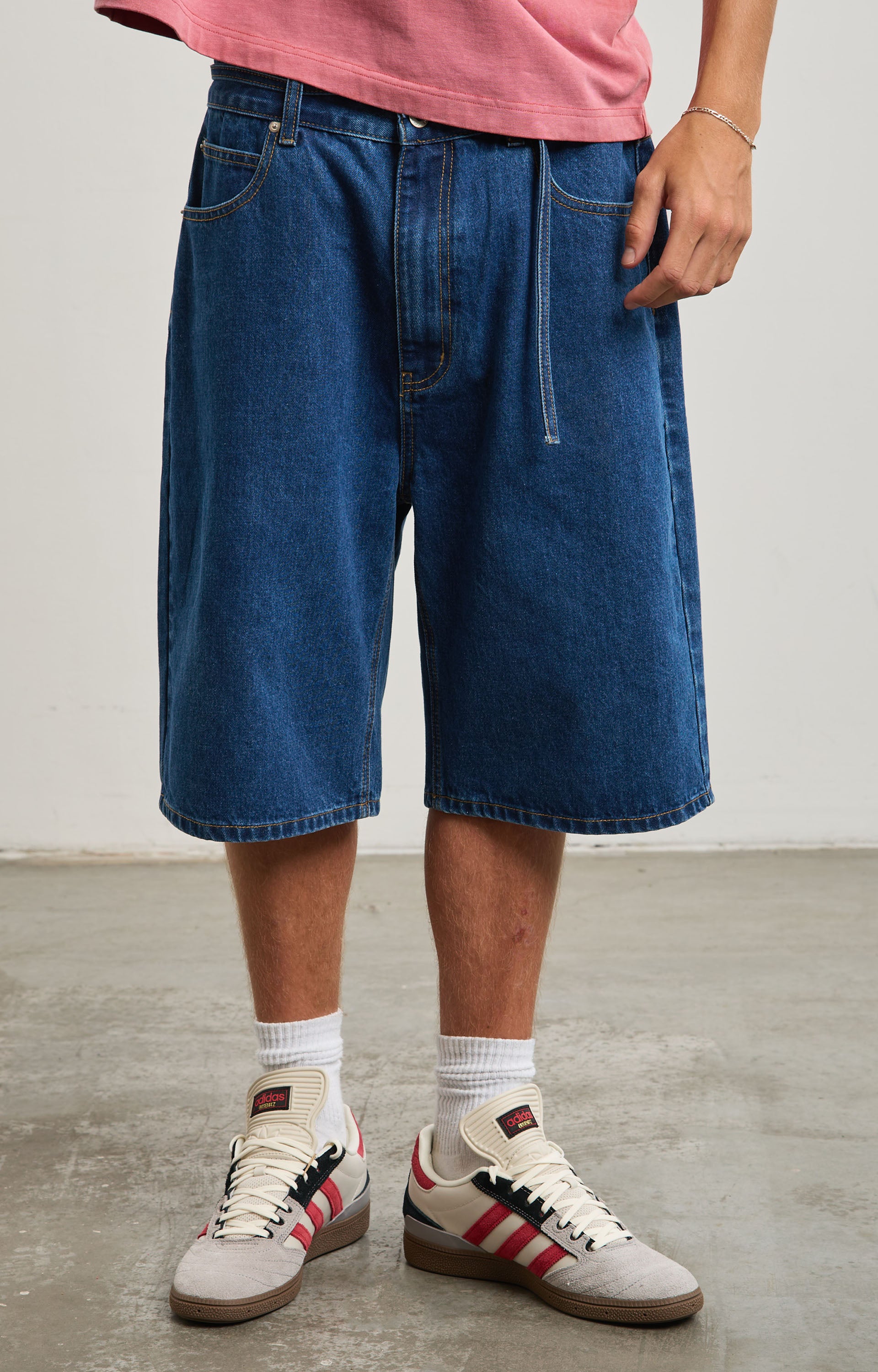 Concrete Lace Denim Short, Washed Indigo