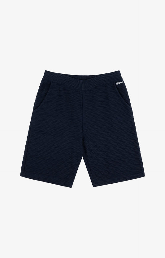 Dime Wave Cable Knit Shorts, Navy